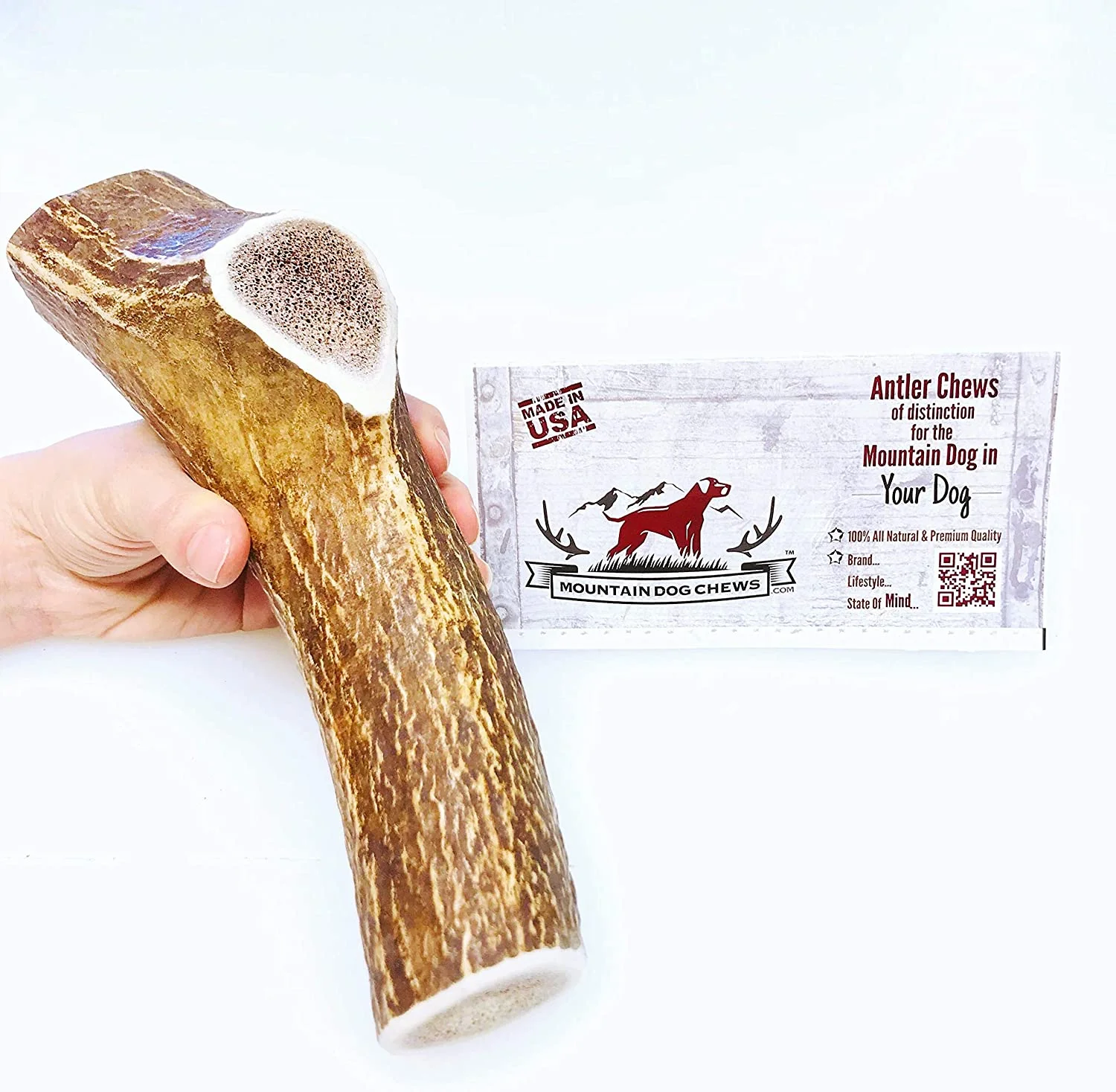 X-Large Whole Elk Antler Dog Chew - Grade A Premium - Organic - Made in USA - No Mess