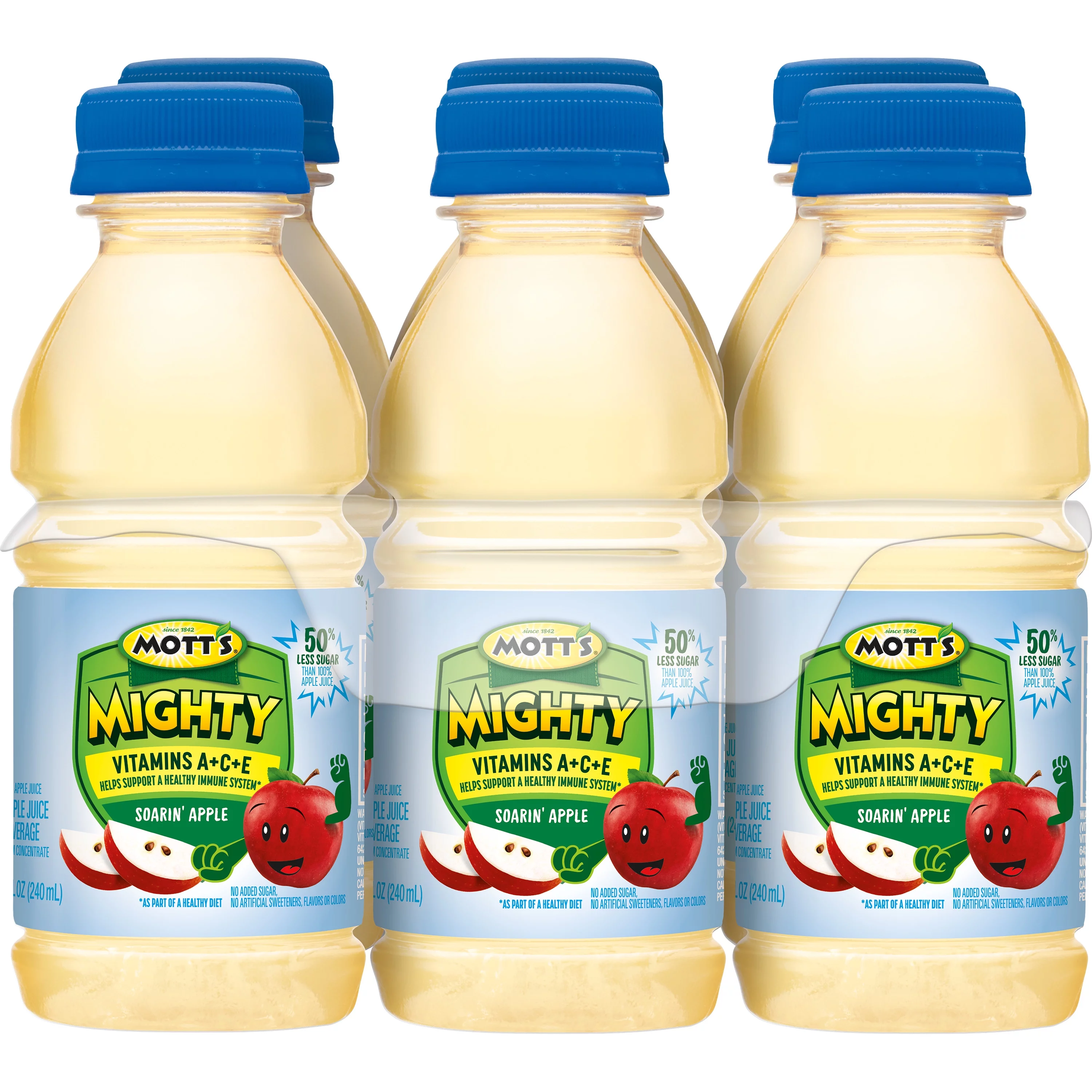 Mott's Mighty Soarin' Apple Juice, 8 fl oz, 6 Count Bottles