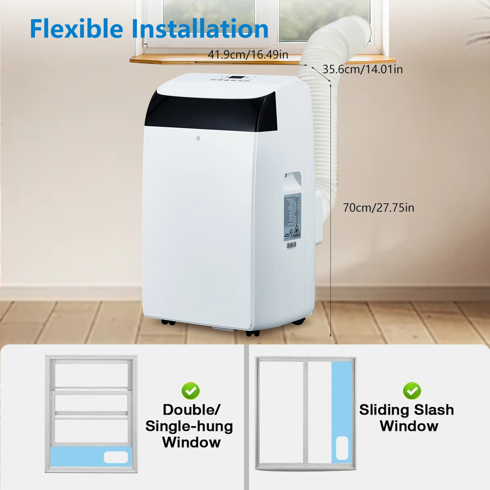 14,000 BTU Dual Hose Portable Air Conditioner and Heater - Dehumidifier, Fan - for Rooms Up to 700 Sq. Ft - AC Unit + Heater