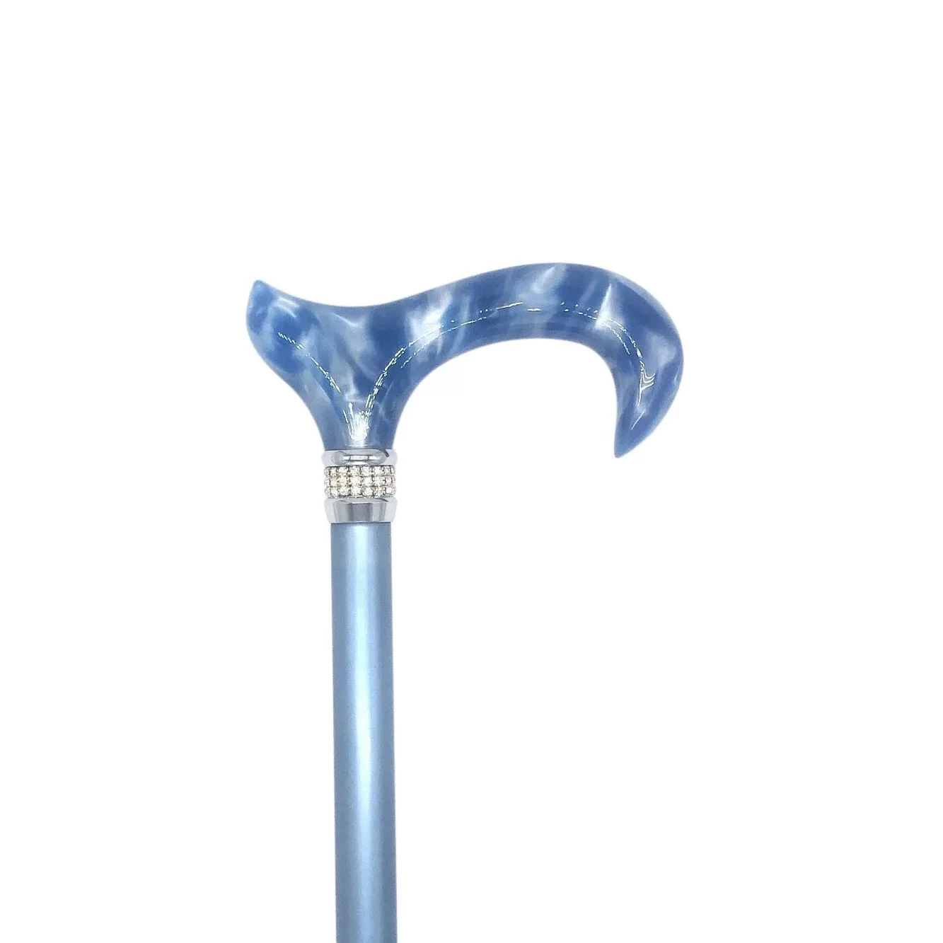 Classy Walking Canes Adjustable Elegant Blue Cane for Men and Women with Rhinestone Collar