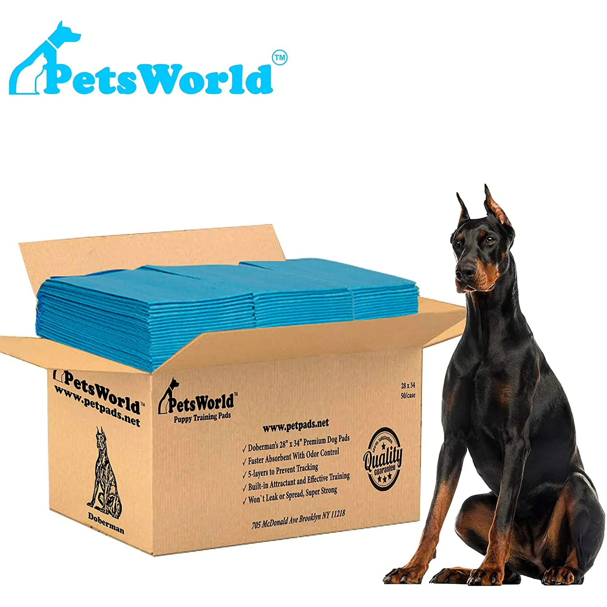 PetsWorld Economy Value Puppy Training & Potty Pads (28x34 inch) 50 Count