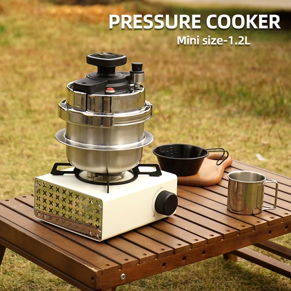 Anself Portable Pressure Cooker Camping Vehicle Cooking Pot 1.2L Self Driving