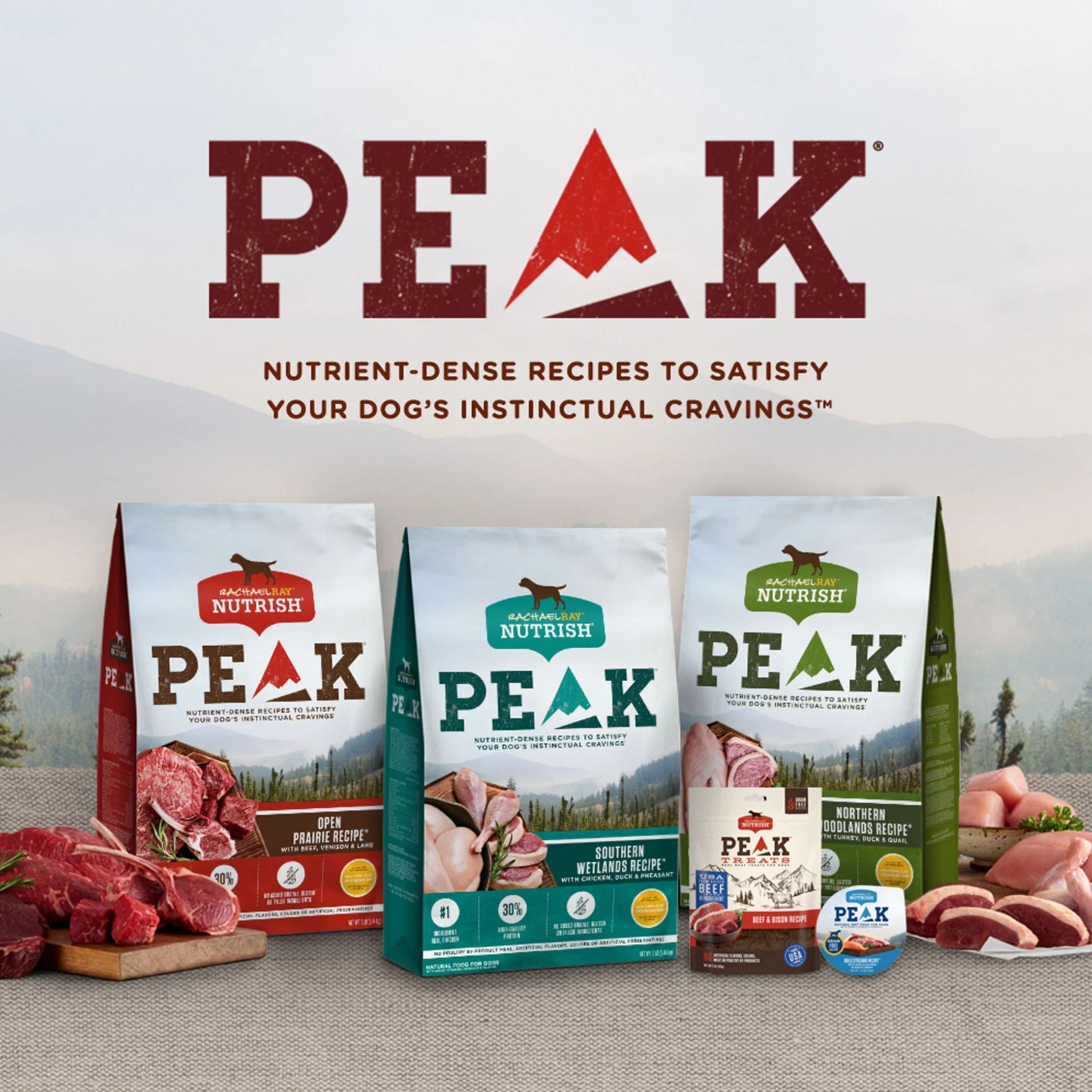 PEAK Natural Open Range Recipe with Beef, Venison & Lamb Dry Dog Food - 23lb