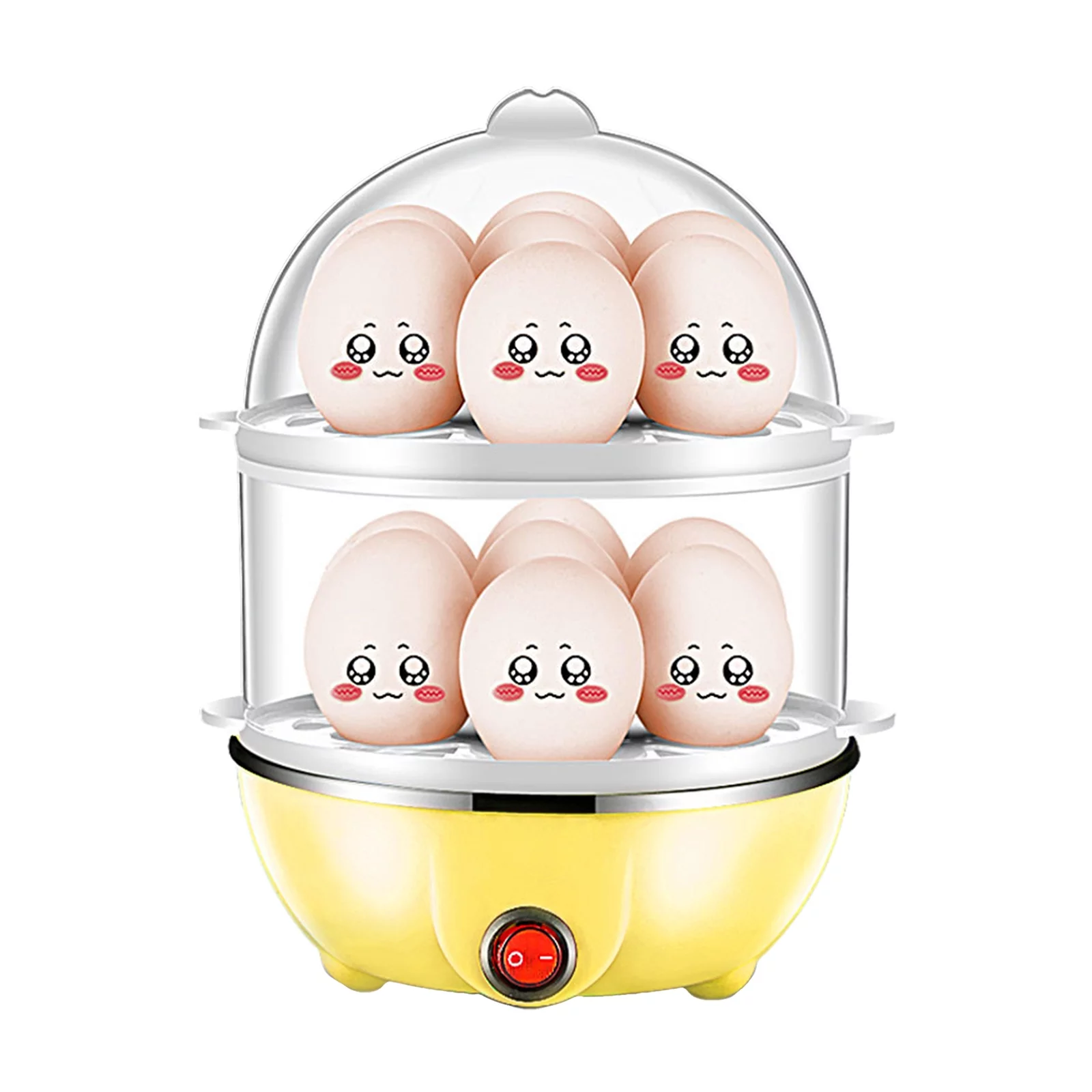Tomshoo Electric Cooker for Hard Boiled Eggs, Double Layer Design, 14 Egg Capacity, Vegetables