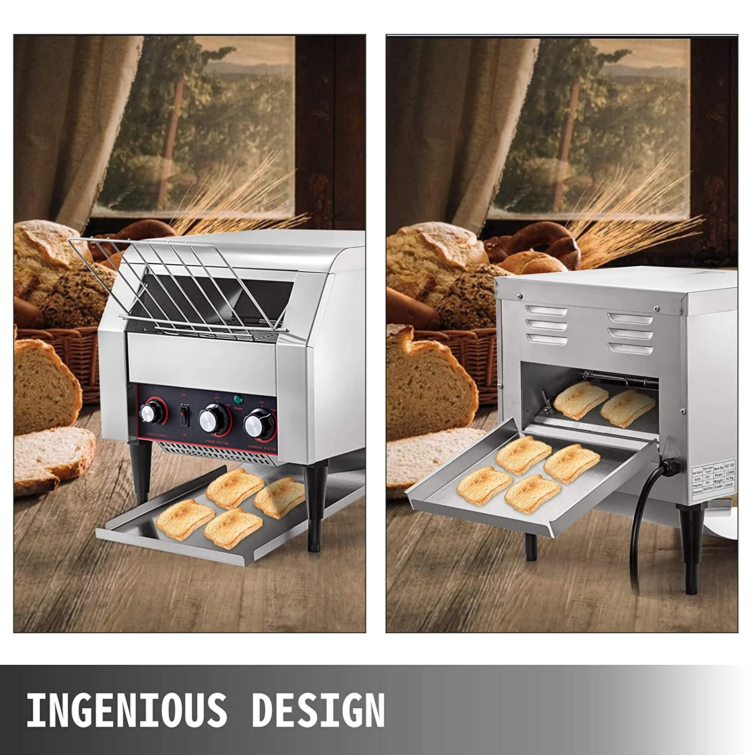 Vevor KXLSDSLTT-4500001V1 2600W 450 Slices per Hour Commercial Conveyor Toaster