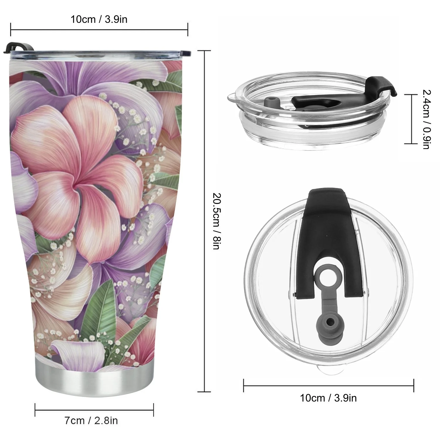 Hidove Stainless Steel Tumbler, Floral Seamless Pattern 30oz Leak Proof & Stainless Steel Bottle for Hot & Cold Drinks - Coffee Travel Mug, Water Metal Canteen, Thermal Cup