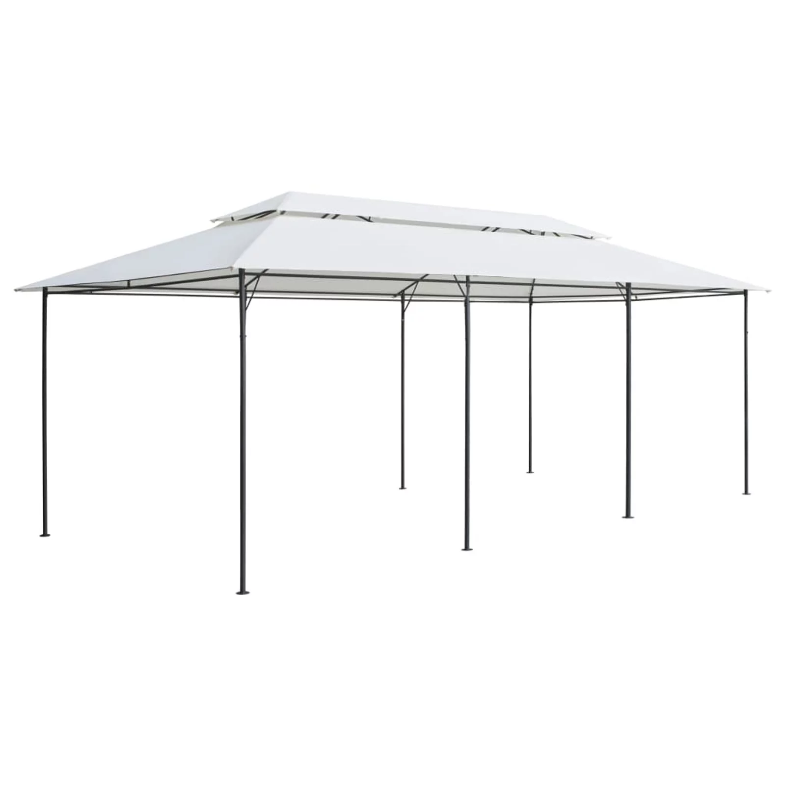 Dcenta Party Tent Outdoor Gazebo Canopy Steel Frame Sun Shade Shelter White for Patio, Wedding, BBQ, Camping, Festival Events 236.2 x 117.3 x 106.3 Inches (L x W x H)
