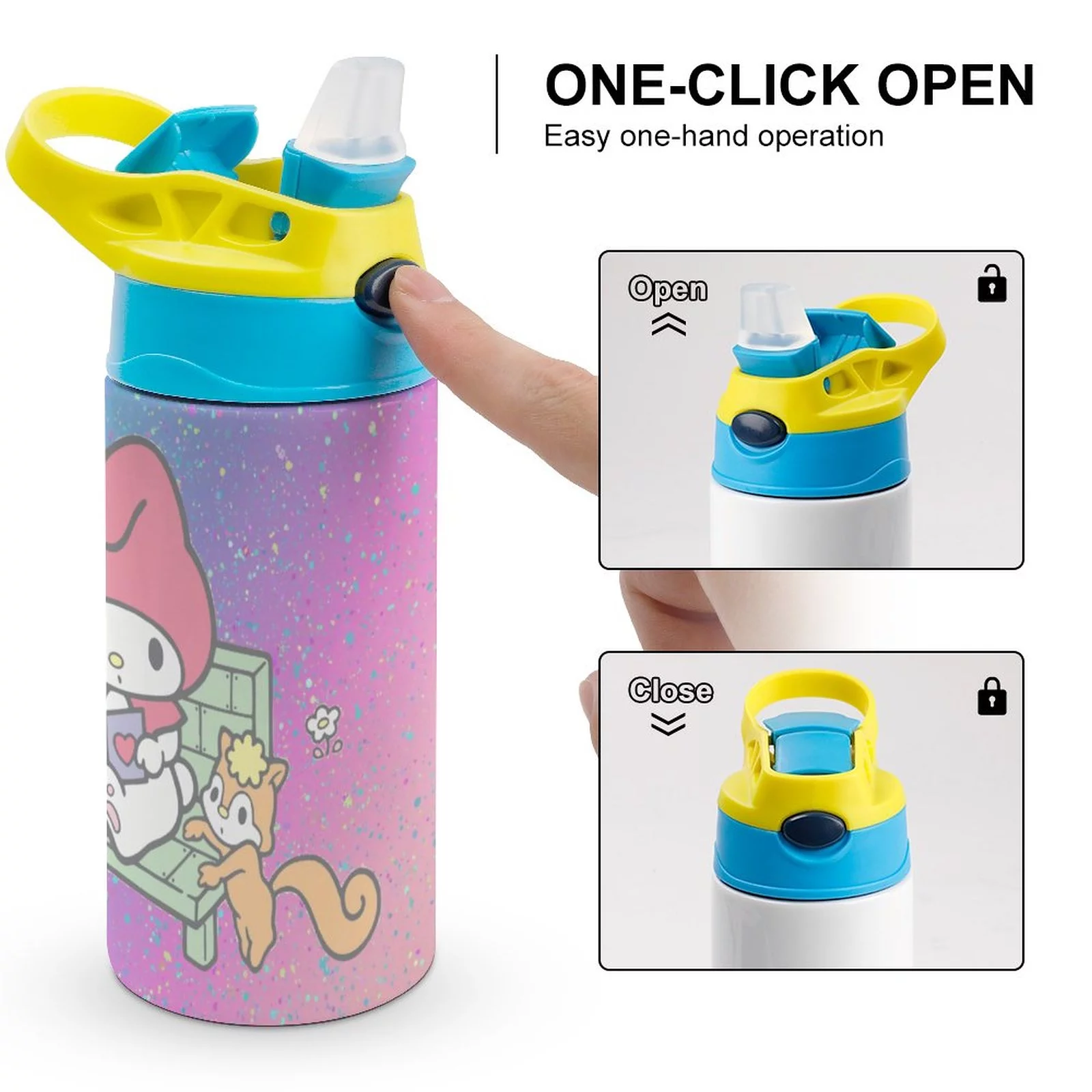 Mouse My Melody Children's Water Bottle Vacuum Insulated Stainless Steel Cup With Straw Toddler Thermoses