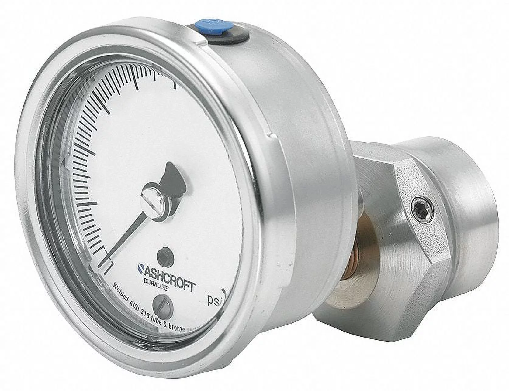 Ashcroft Pressure Gauge,0 to 60 psi,2-1/2In,1/4In  251009AW02B/310SSLXCG60