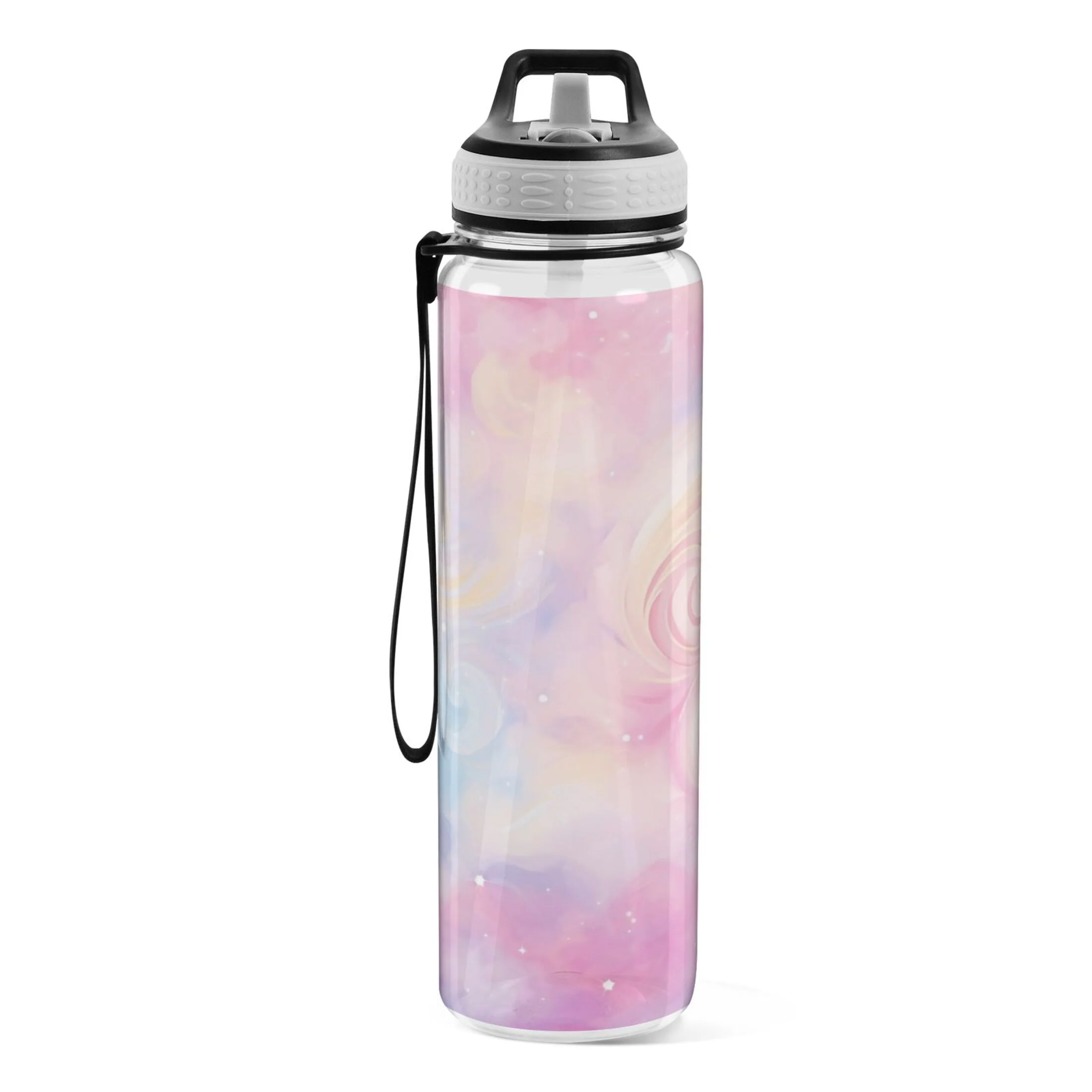 Colorful Rainbow Tie-dye 32oz Water Bottles with Straw Tritan Leakproof Sports Bottle BPA Free Clear for Fitness Gym Swimming Cycling
