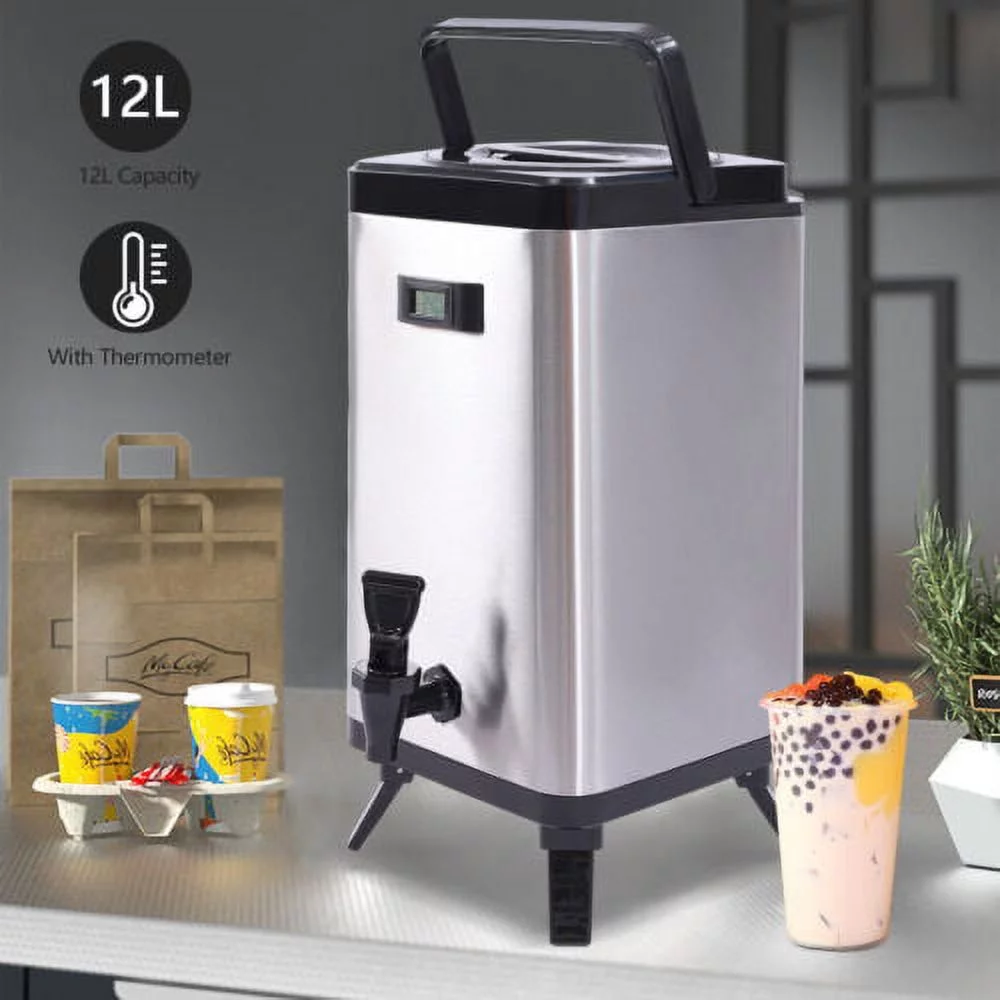 12L Insulated Beverage Dispenser Hot & Cold Tea Water Dispenser Stainless Steel
