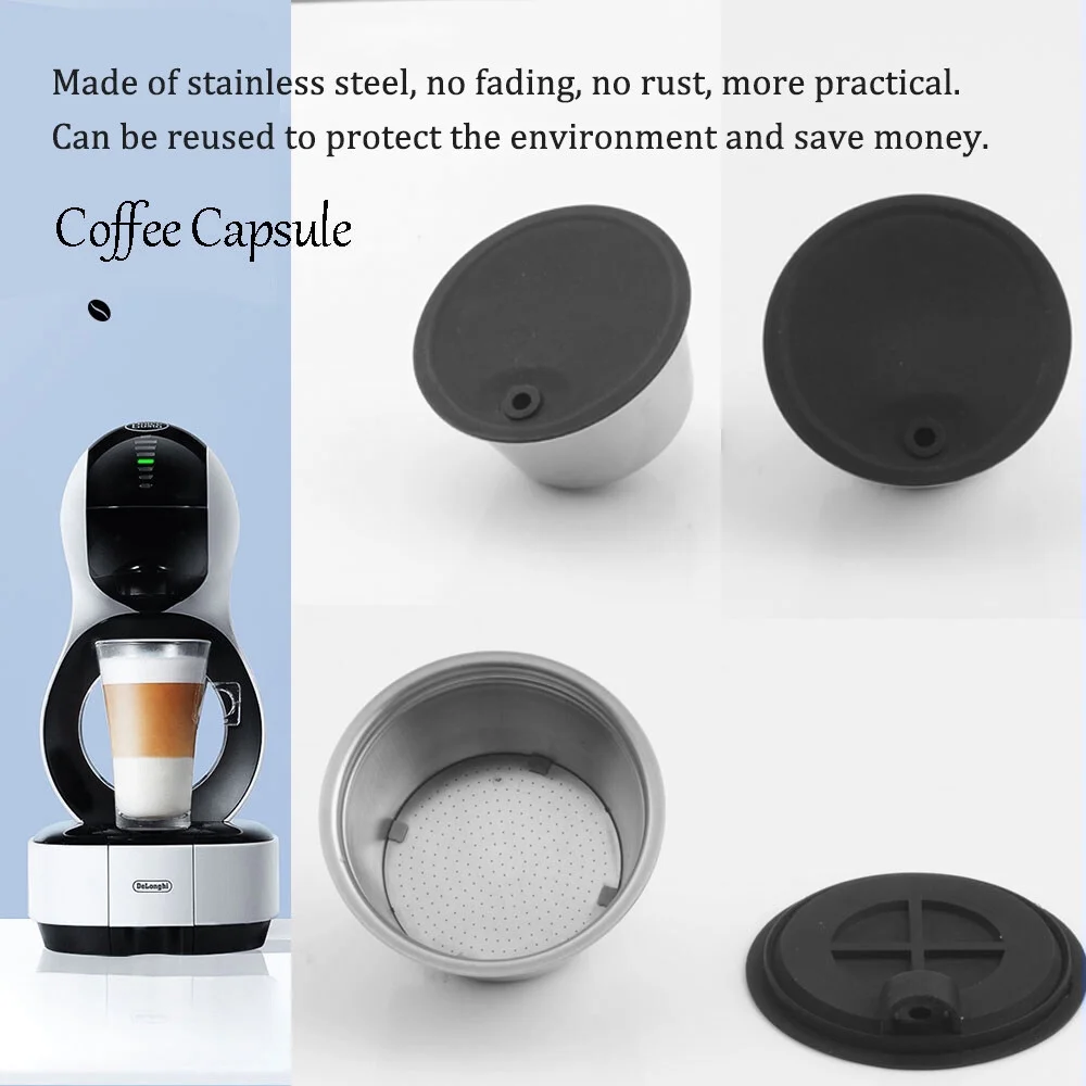 Stainless Steel Fillable Coffee Capsules Reusable Coffee Capsule Cup Filter Set Compatible with DOLCE GUSTO EDG Lumio Series Coffee Machine