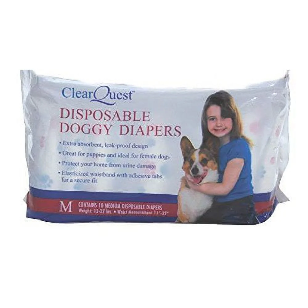 Disposable Doggie Diapers Dog Diaper Absorbant Sanitary - Bulk Packs Available (Medium 10 Pack)