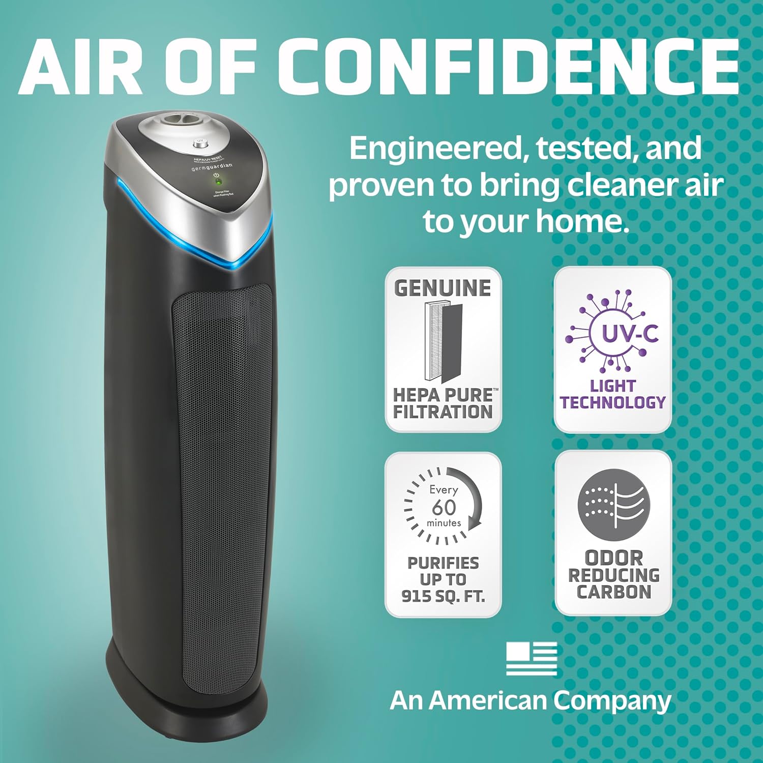 YINCHEN Air Purifier with HEPA 13 Filter, Removes 99.97% of Pollutants, Covers Large Room up to 915 Sq. Foot Room in 1 Hr, UV-C Light Helps Reduce Germs, Zero Ozone Verified, 28