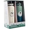 Thermoflask 40oz Stainless Steel Insulated Water Bottles with Straw and Spout Lids, 2-pack, Off White/Glade Green