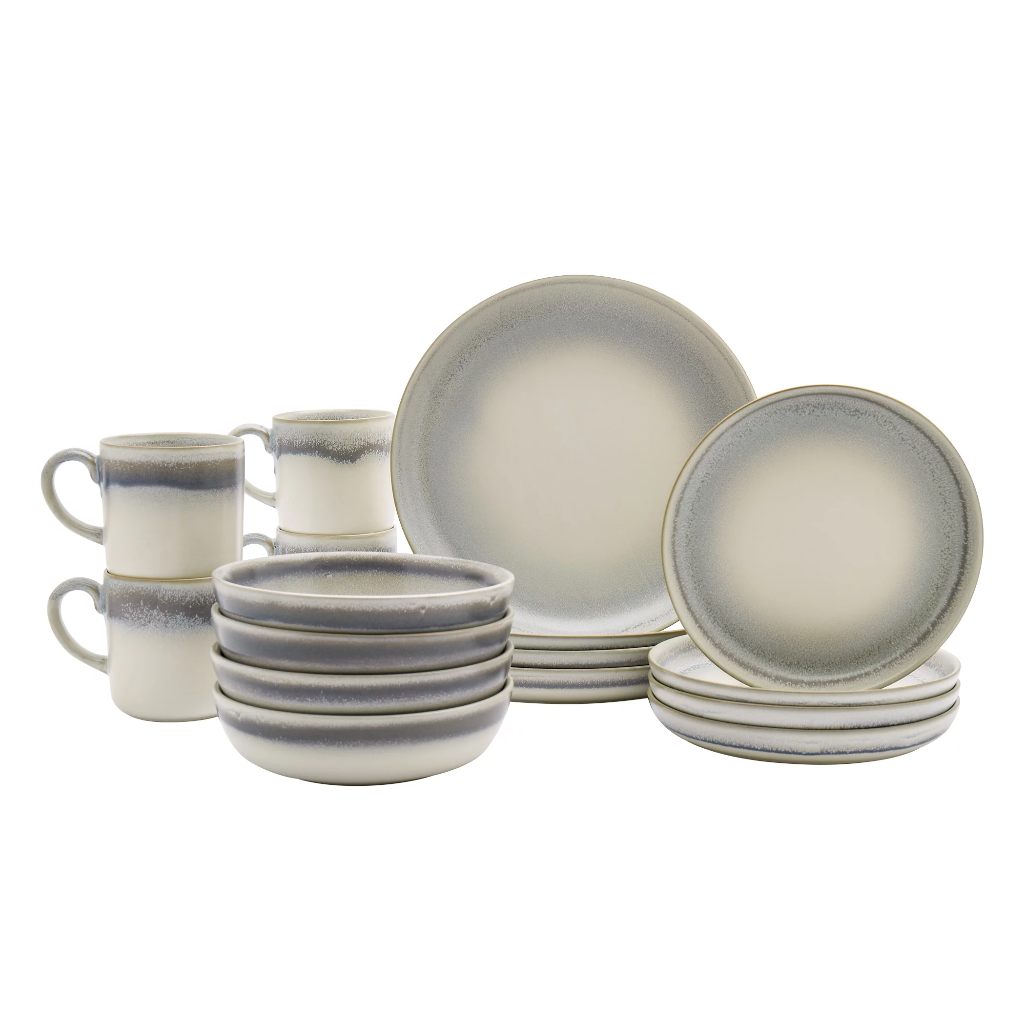 Tabletops Gallery 16-Piece Hudson Reactive Glaze Stoneware Dinnerware Set - Service for 4