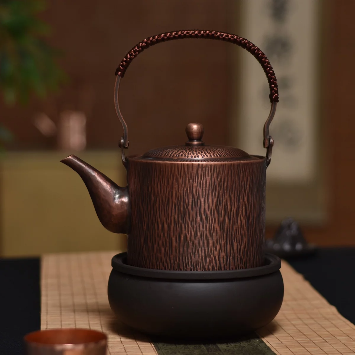 Wollet Handmade Copper Kettle Lifting, Pure Copper Boiling Kettle,1 Liter