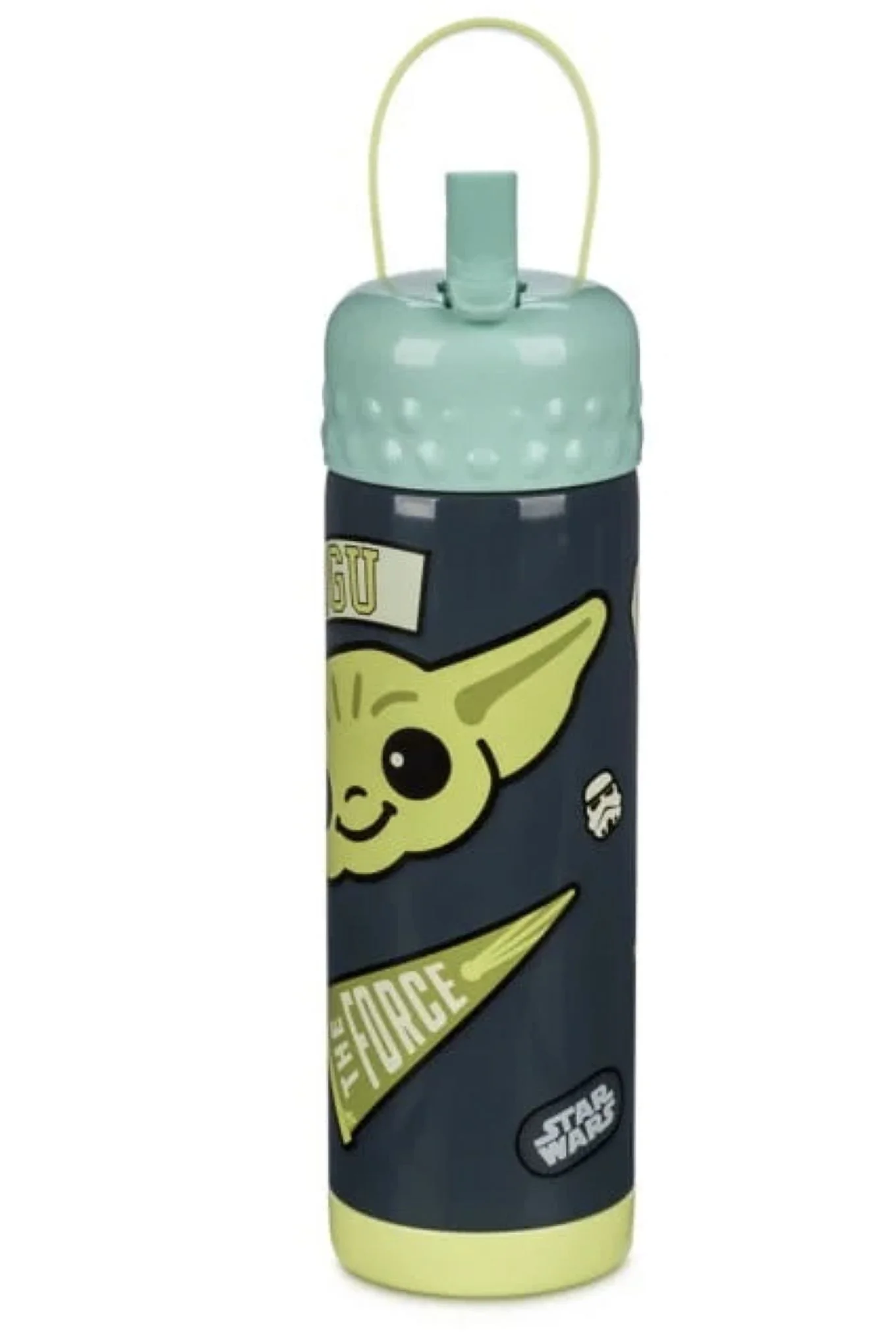 Star Wars Grogu Stainless Steel Water Bottle with Built-In Straw