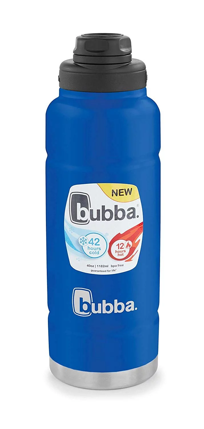 Bubba Trailblazer 40 oz Very Berry Blue and Black Stainless Steel Water Bottle with Wide Mouth Lid