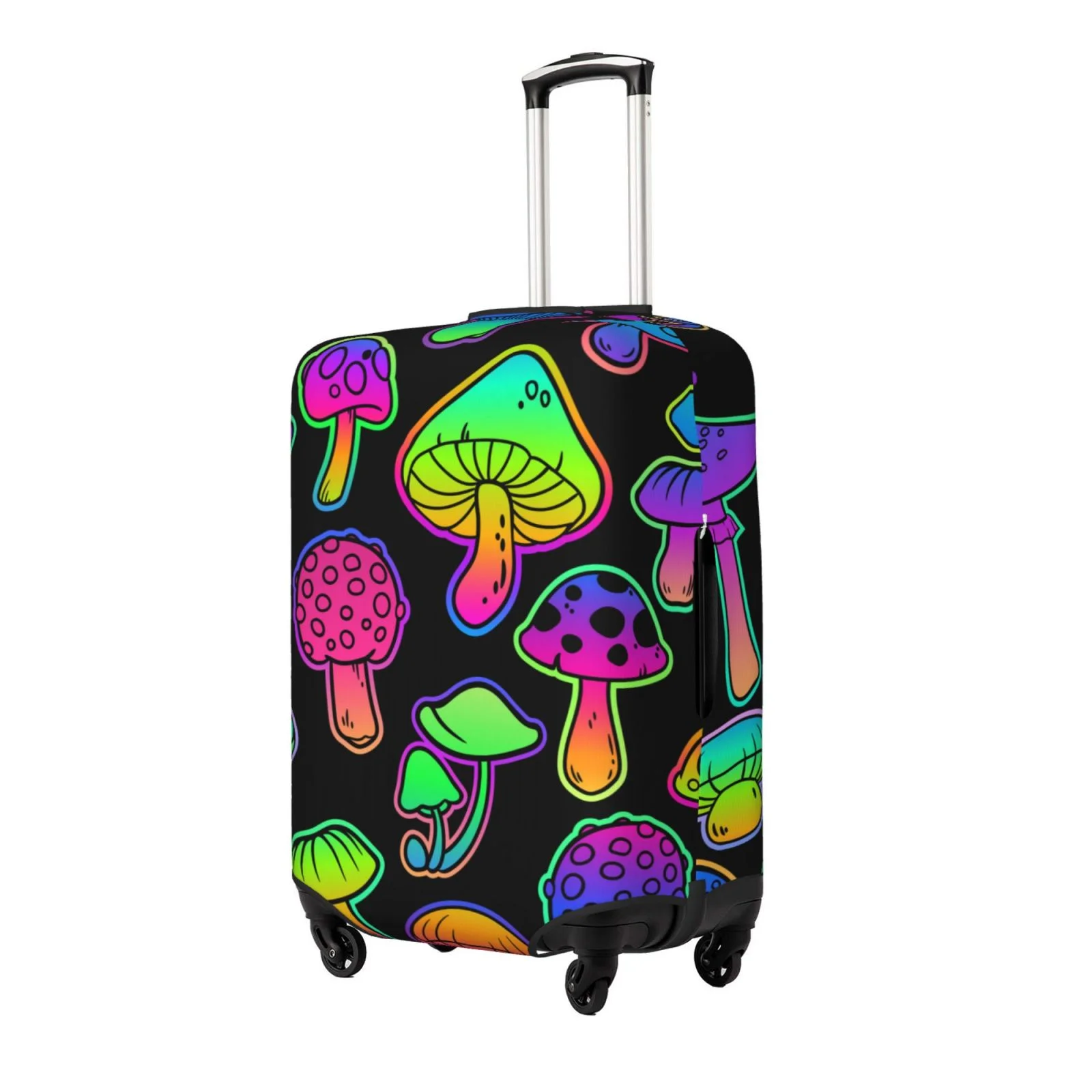 Easygdp Bright Mushrooms Print Elastic and Washable Suitcase Protective Cover with Hidden Zipper Fits 18-32 inch Luggage -Small