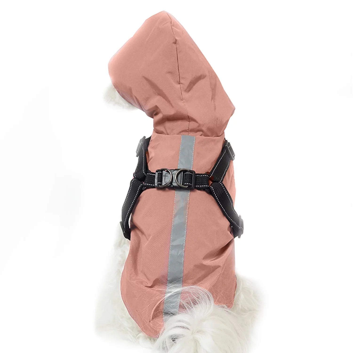 BT Bear Dog Raincoat with Built-in Harness, Hooded Waterproof Rain Jacket with Harness Coat,Adjustable Reflective Rain Poncho for Puppy Small Medium Large Dog Pink 3XL