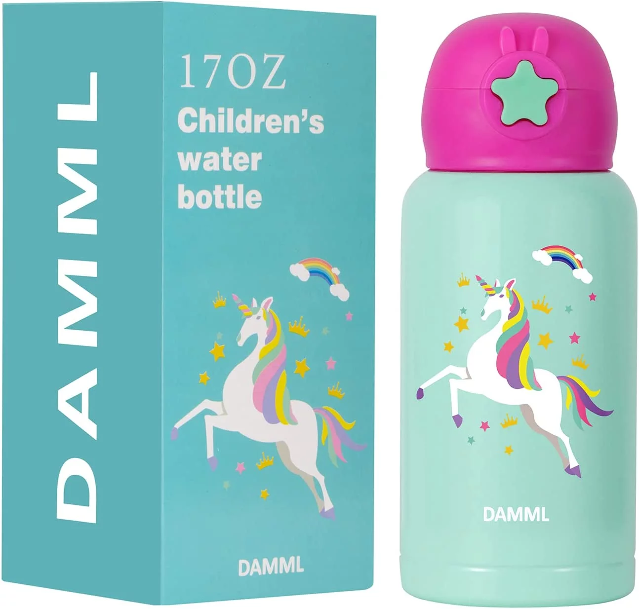 Small Insulated Water Bottle for Kids, Girls, boy，Stainless Steel Cold & Hot BottleSchool , 17 oz