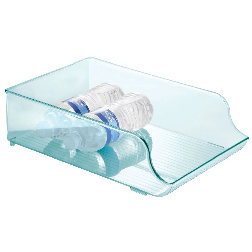 mDesign Plastic Water Bottle Tray Storage Rack and Dispenser - Sea Blue