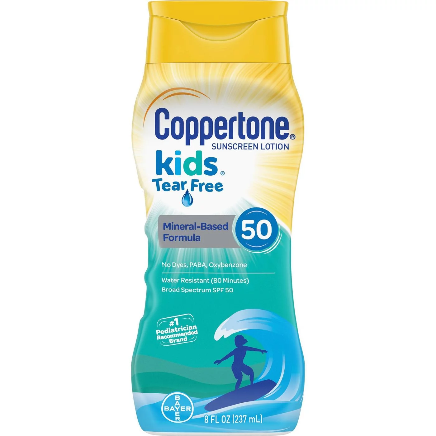Coppertone Kids Tear Free with Zinc Oxide Broad Spectrum SPF 50, 8-Ounce Bottle