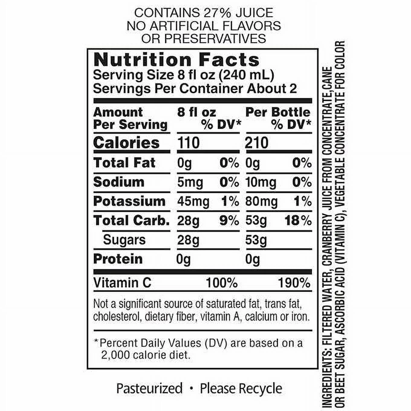 Ocean Spray Cranberry Juice Cocktail, 15.2 fl oz, 12-count