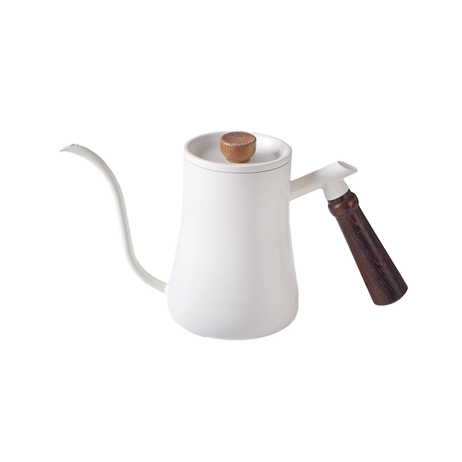 Tongina 0. Pour over Coffee Kettle Durable Steel Wooden Handle Gooseneck Spout Coffee Pots for Restaurant Cafe Picnic Barista Gift White