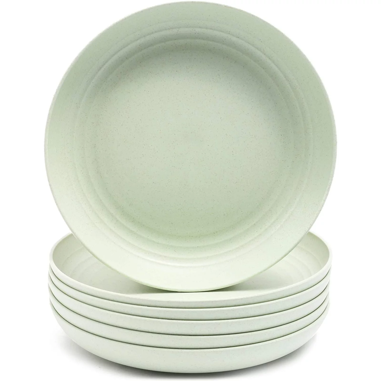 Wheat Straw Plates, Unbreakable Plate (Green, 9 in, 6 Pack)