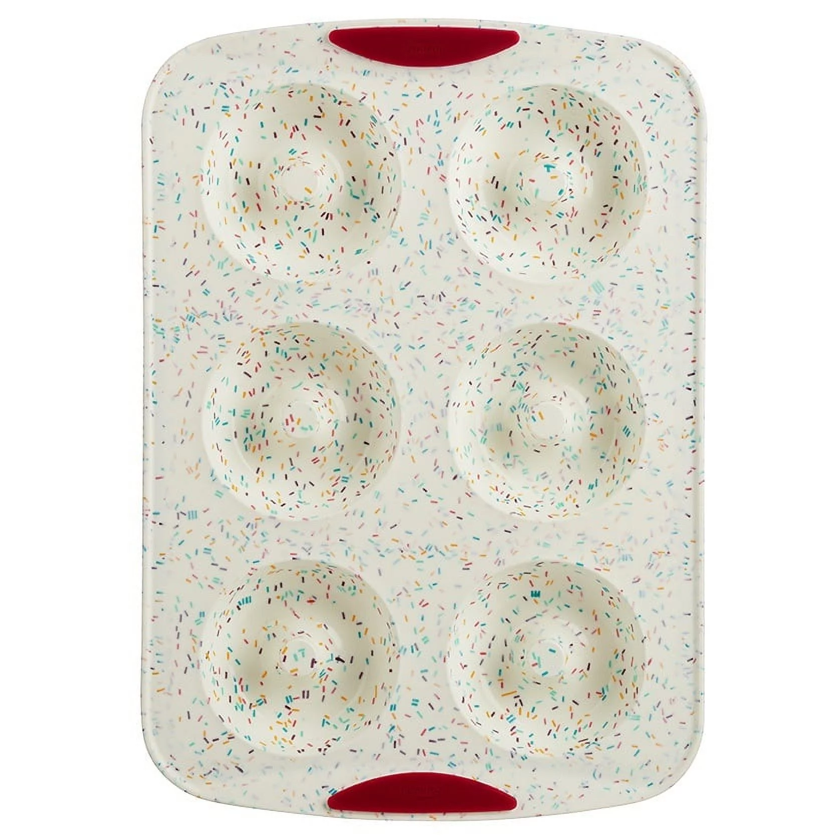 Trudeau White Confetti Silicone 6-Count Jumbo Donut Pan