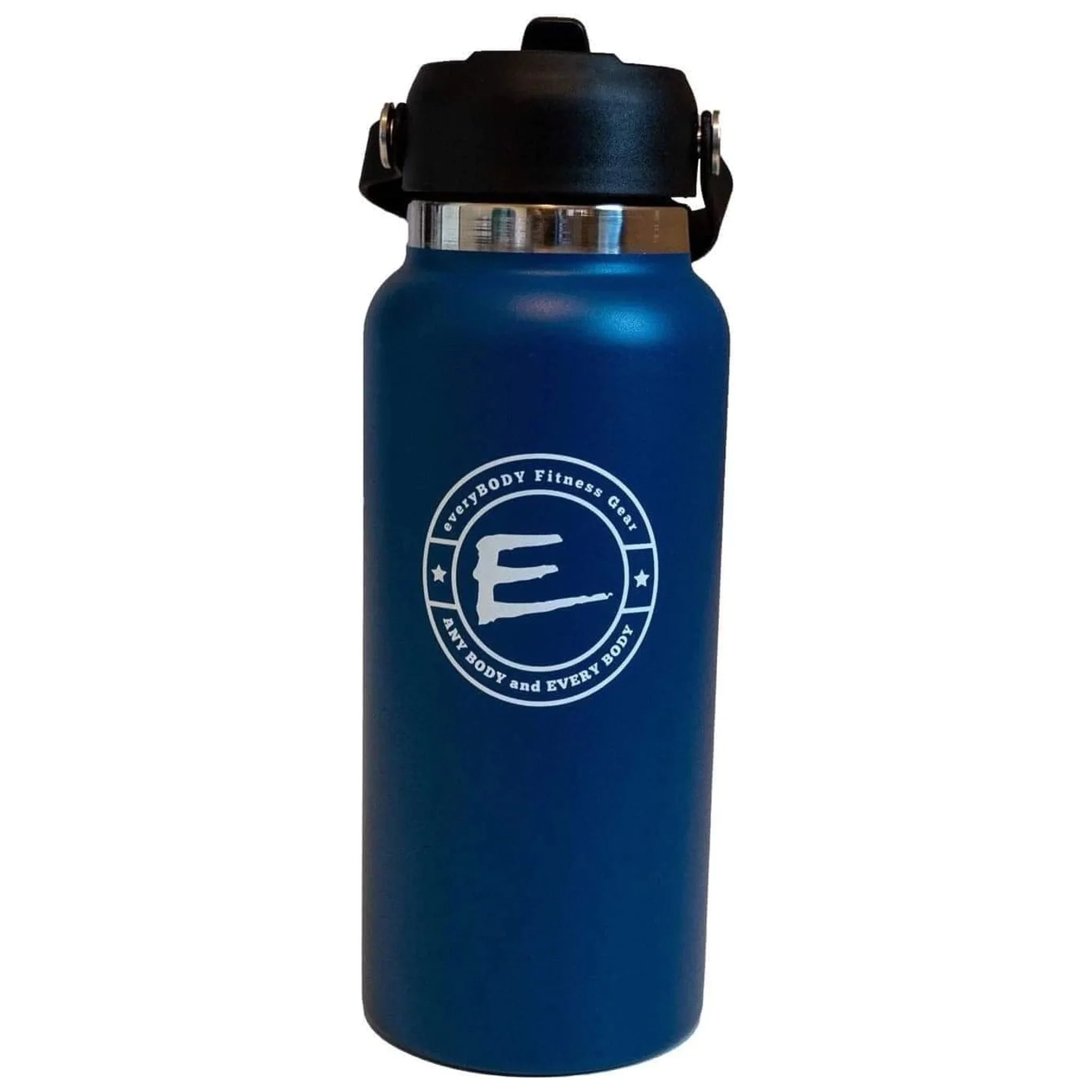 Everybody Fitness Gear  32 Ounce Wide Mouth Adjustable Spout Stainless Steel Royal Blue Water Bottle