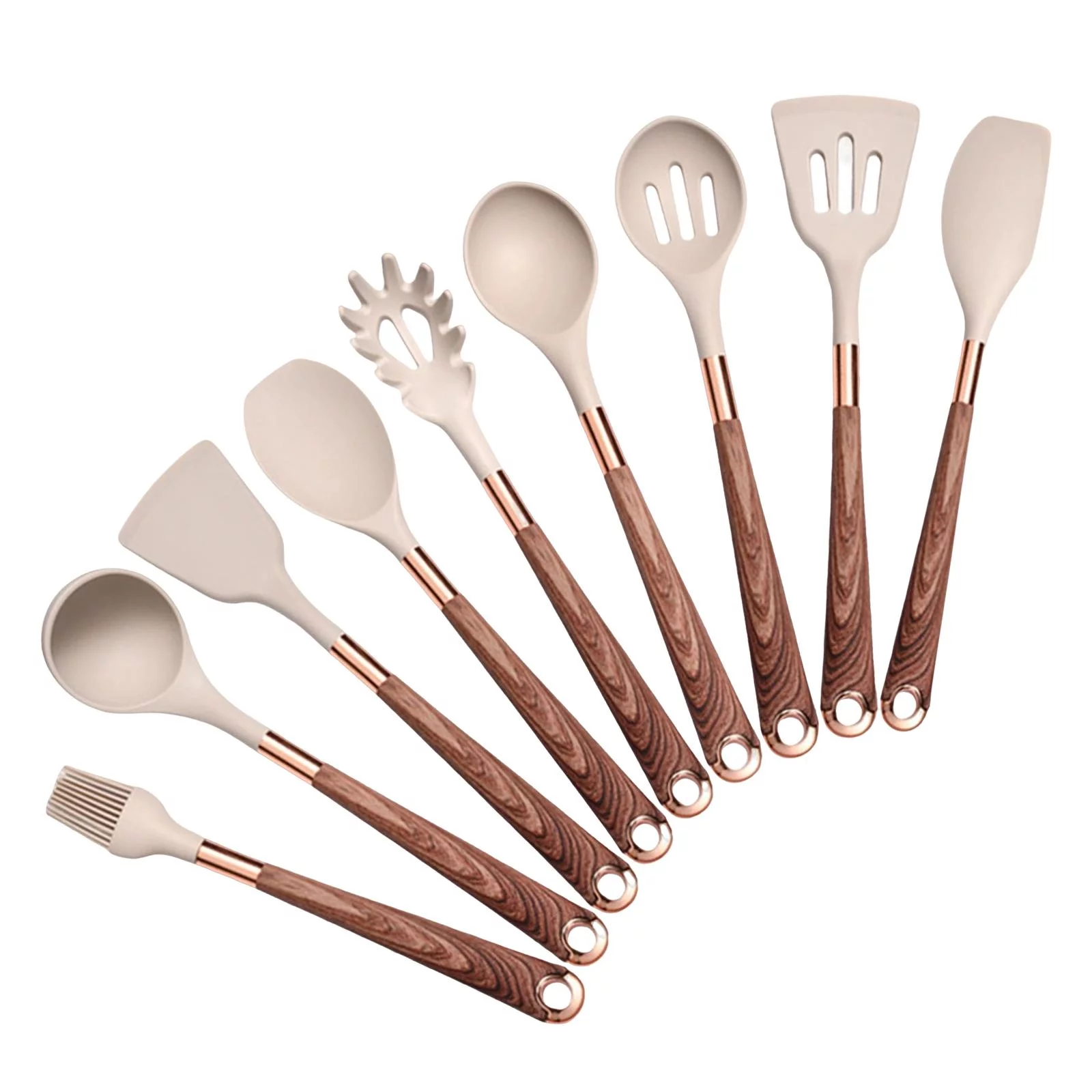 Kitchen Utensils Set,9pcs Non stick Silicone Cooking Kitchen Utensils Set Heat Resistance Silicone Spatula Spoon Kitchen Gadgets