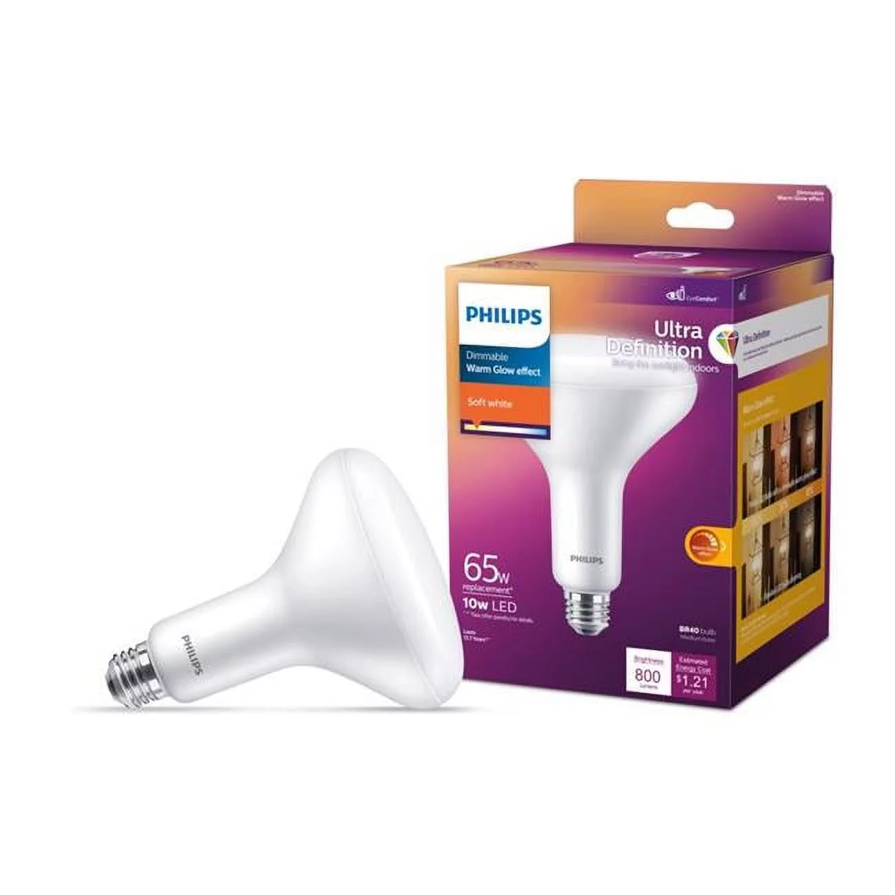 Philips 3013955 Ultra Definition BR40 E26 Medium LED Floodlight Bulb, Soft White - 65W Equivalence
