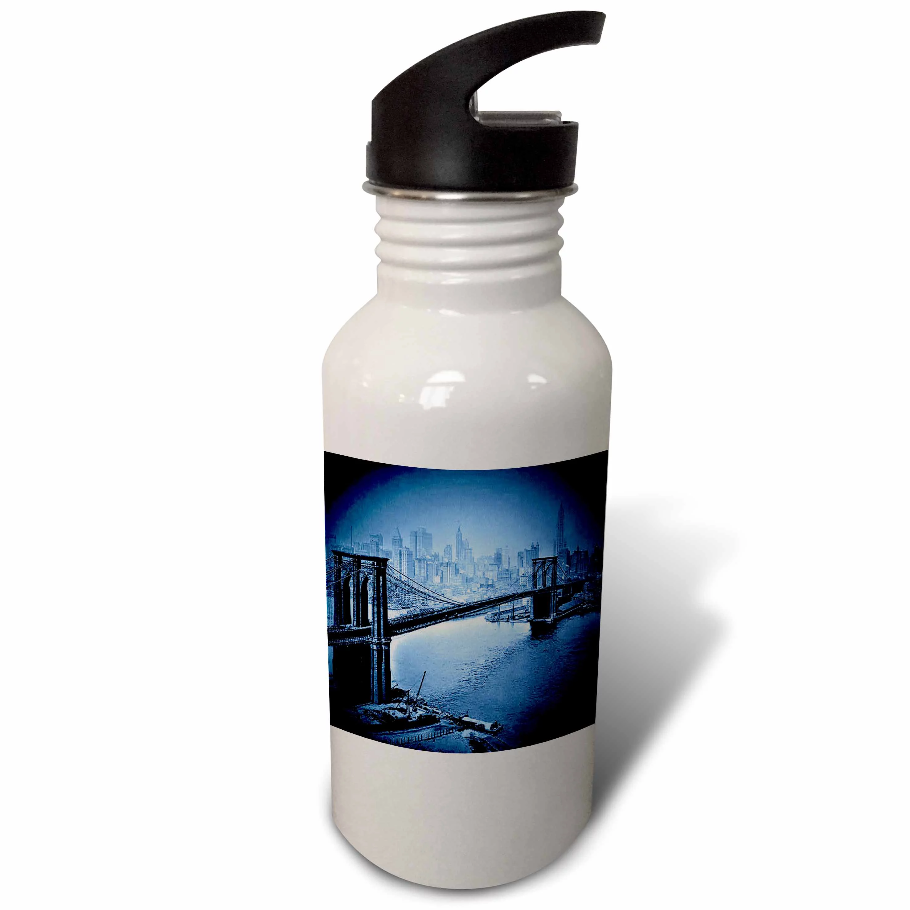 Vintage 1915 Brooklyn Bridge in Blue  21 oz Sports Water Bottle wb-21673-1