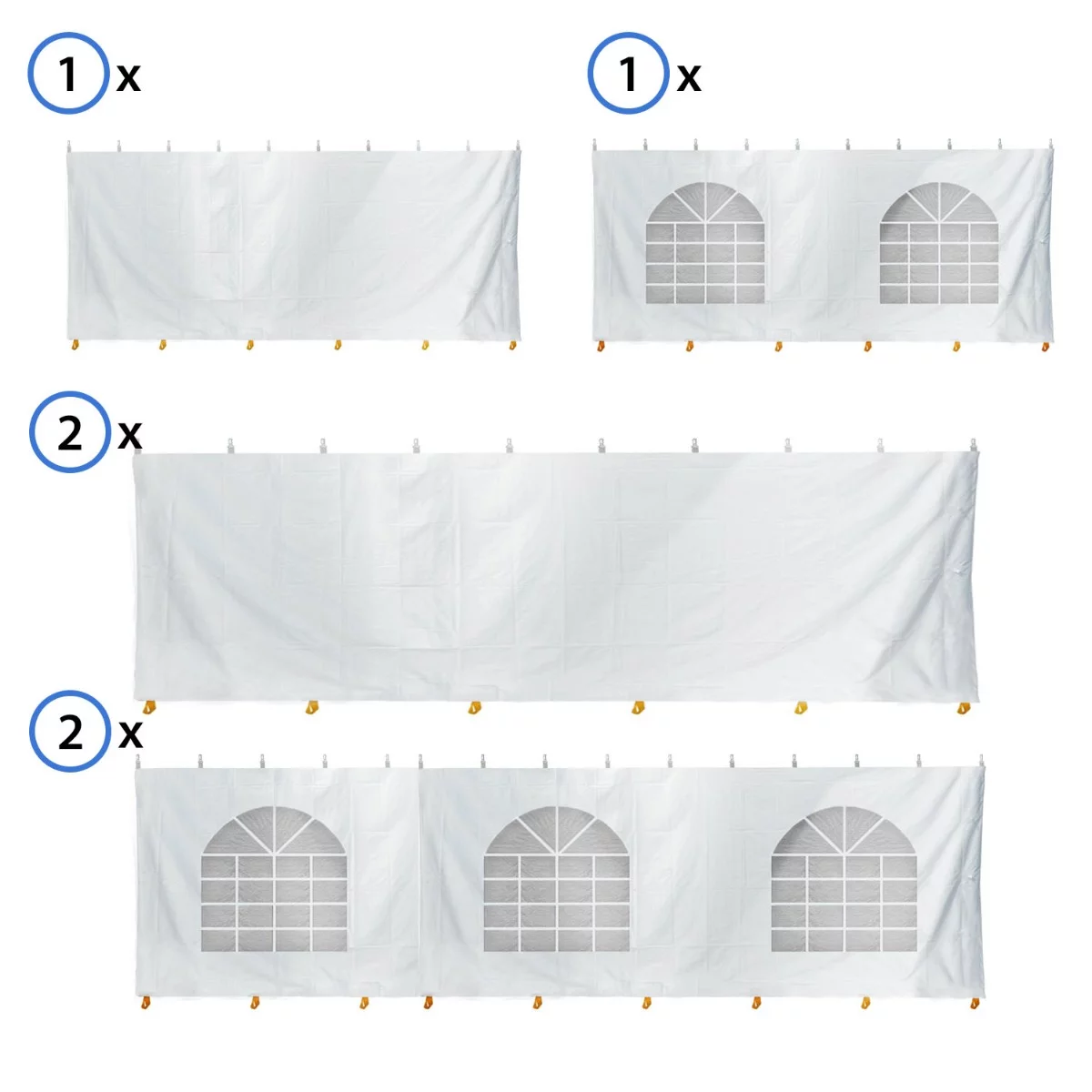 TentandTable Standard Sidewall Kit for 7 ft Sides, White, 20 ft x 60 ft
