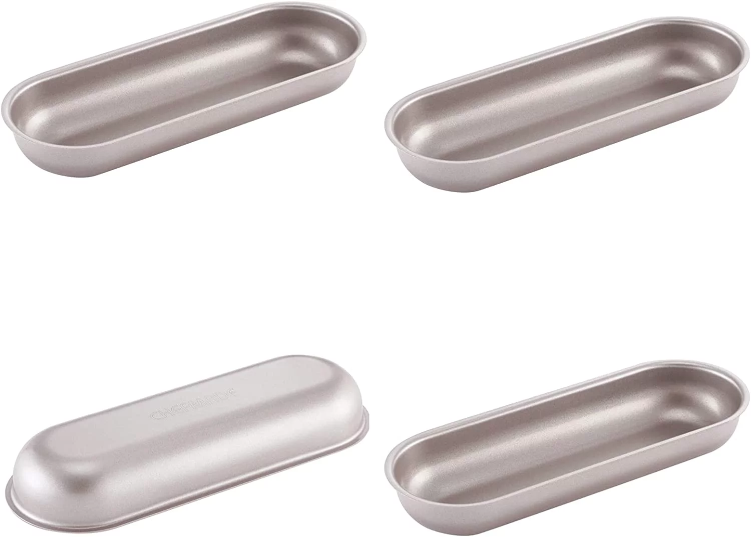 CHEFMADE 7-Inch Loaf Pan Set, Mini 4Pcs Non-Stick Hotdog-Shaped Bread and Cake Bakeware