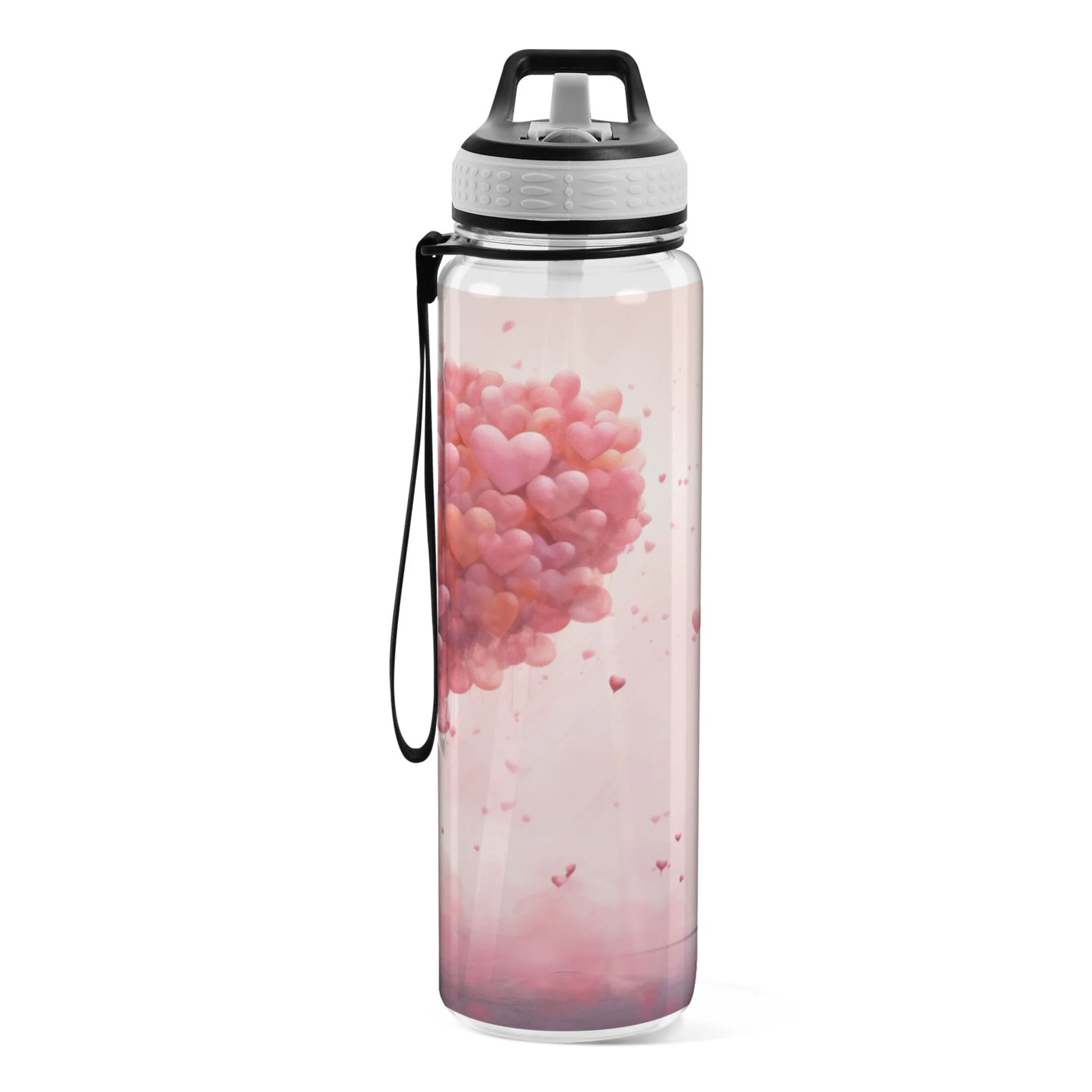 Love Valentine 32oz Sports Water Bottles Leakproof Tritan Bottle with Straw BPA Free Clear Bottle for Fitness Gym Outdoor Cycling
