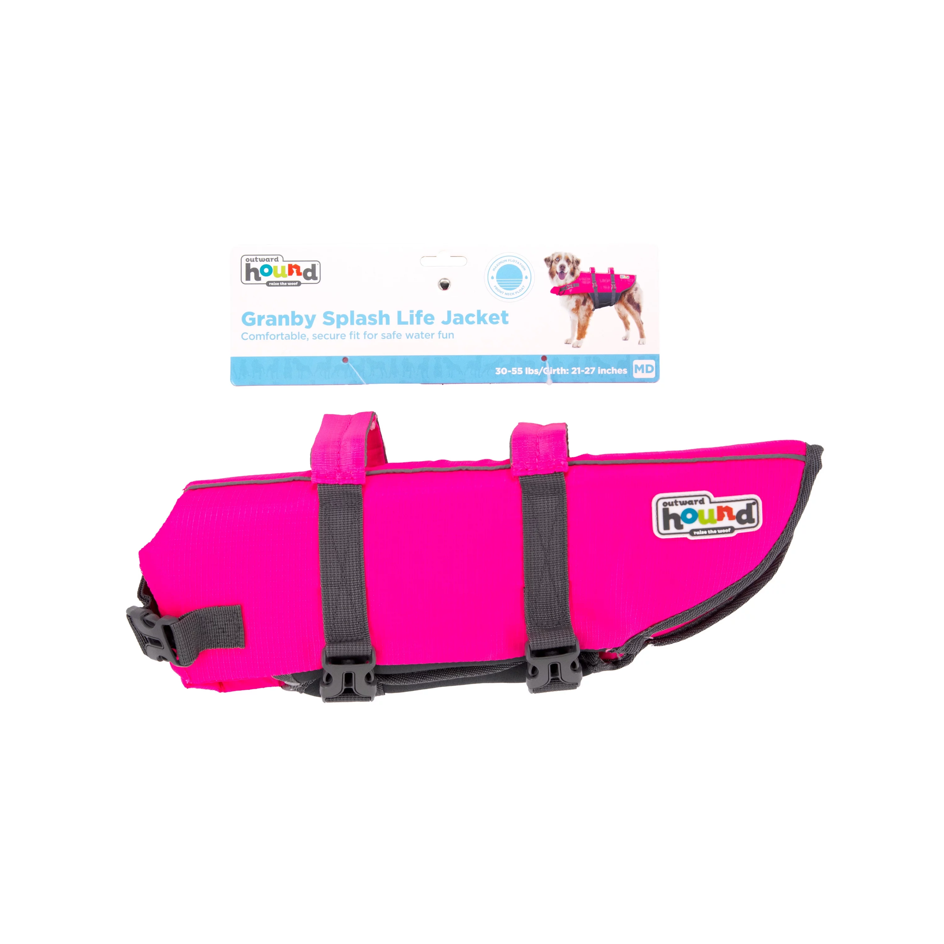 Outward Hound Granby Splash Dog Life Jacket, Pink, Medium