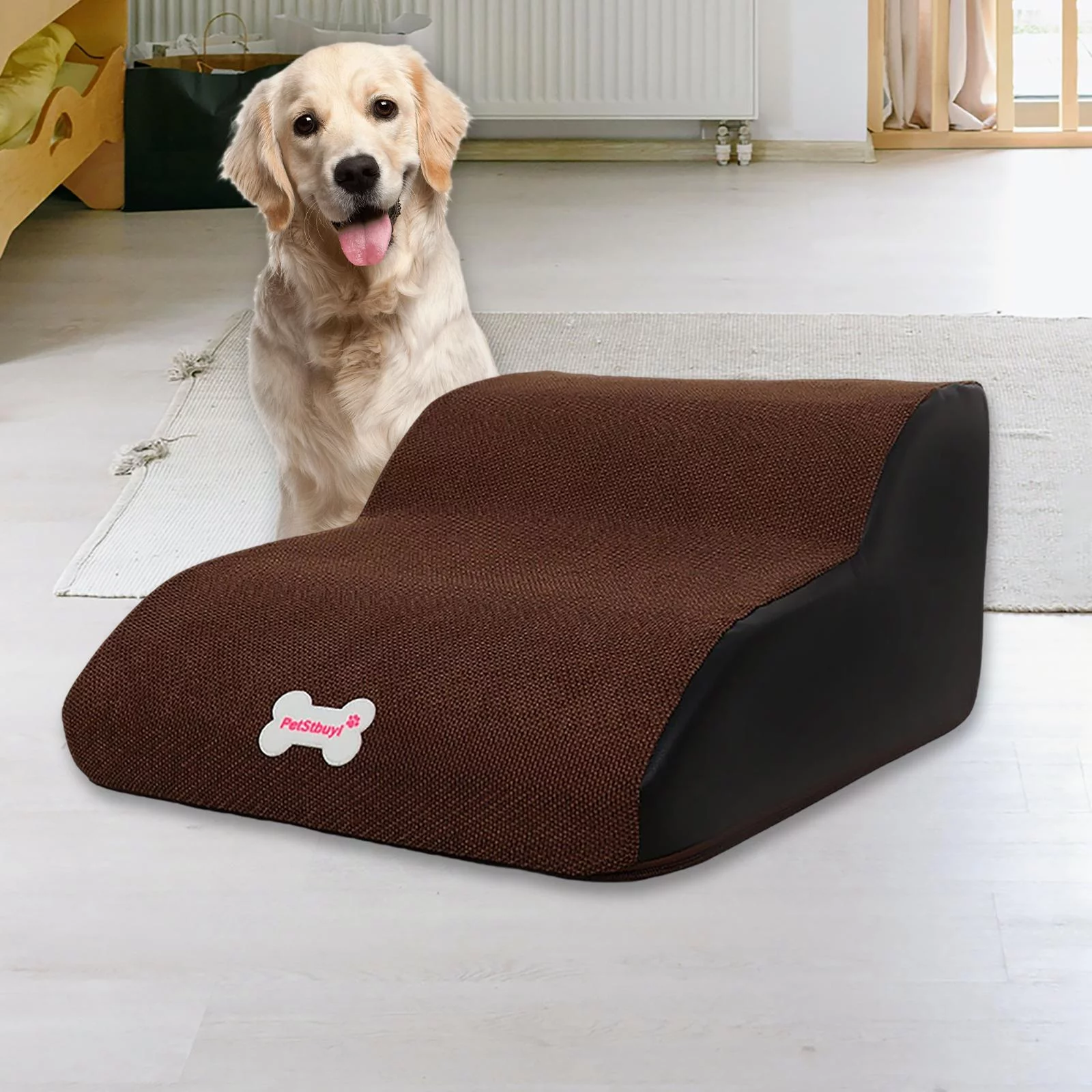 Pet Stairs Dog Steps for Dogs and Cats Dog Washable Steps Ramps Indoor Ramp Steps Stairs Non-Slip Bottom Dog Ladder/Ramp for Bed & Sofa Injured Pets Older Dogs Short Leg Dogs Coffee