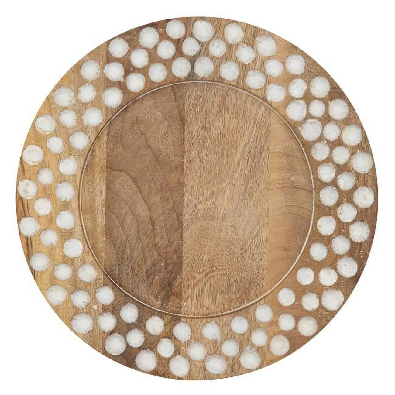 SARO CH214.N13R Wood Charger Plates with Dot Design - Set of 4