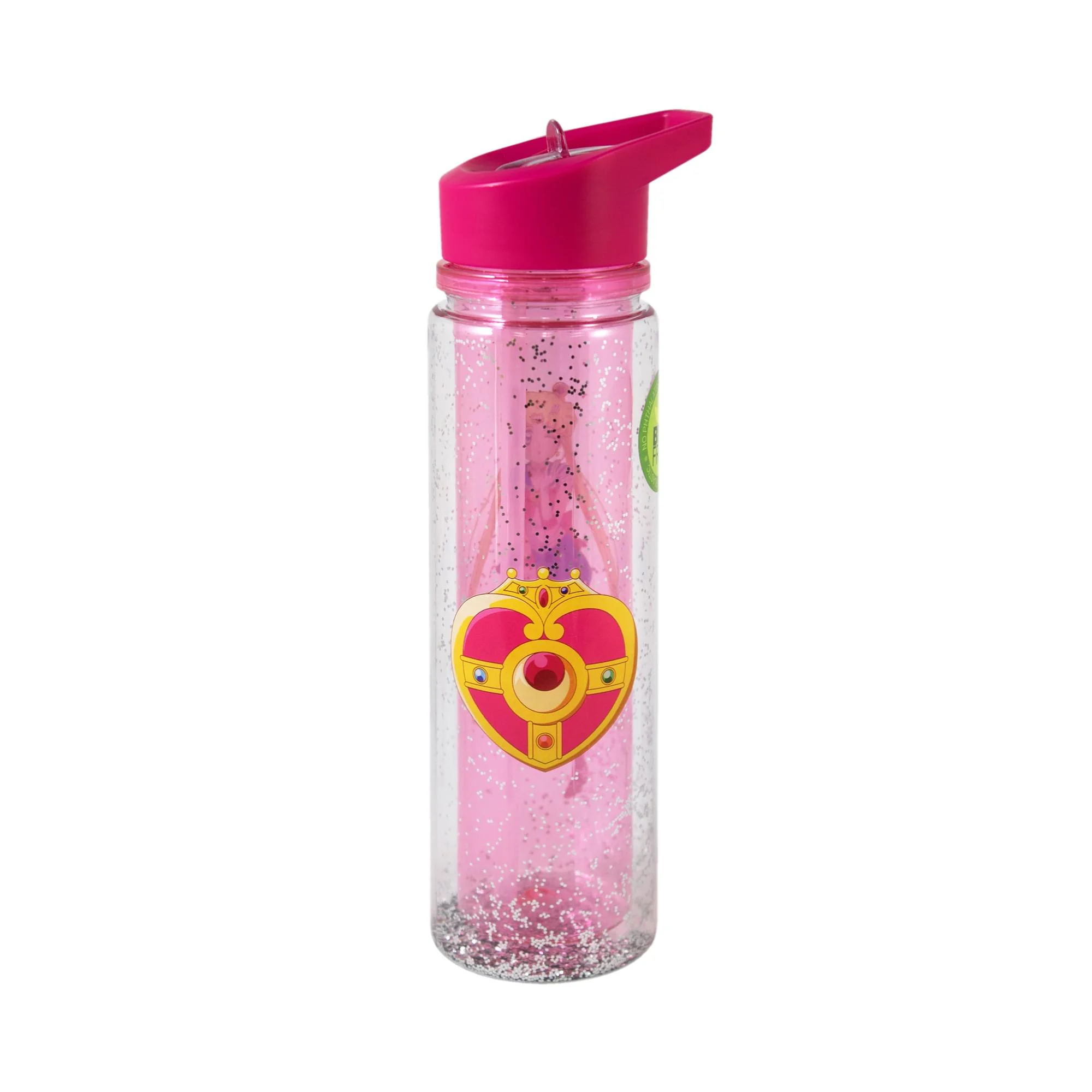 Official Licensed Sailor Moon Crystal Water Bottle,18 oz Double Walled Plastic Bottle w/Glitter Wall