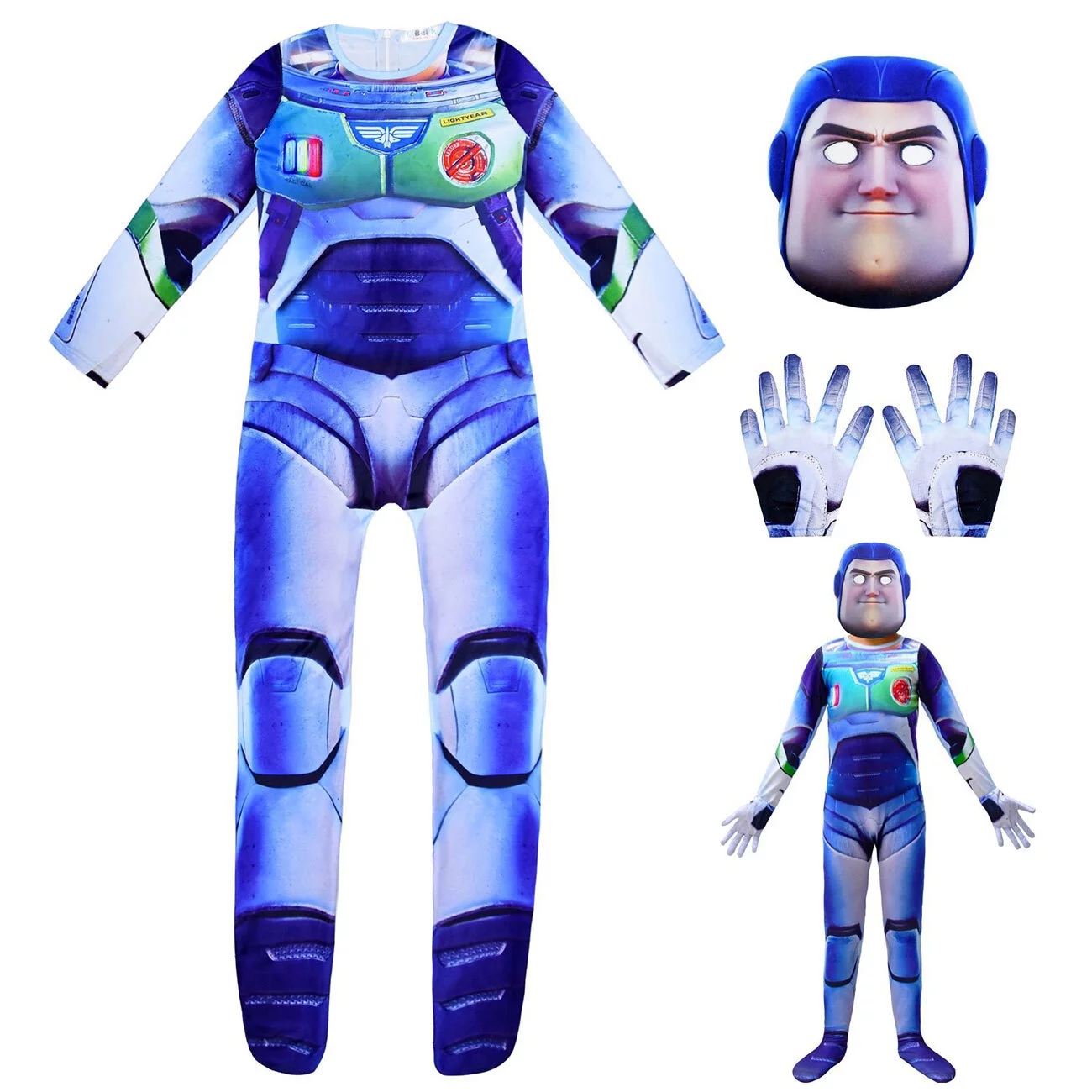 Kids Onesie Buzz Lightyear Costume Jumpsuit for Boys Aged 5-10T with Mask Halloween Cosplay