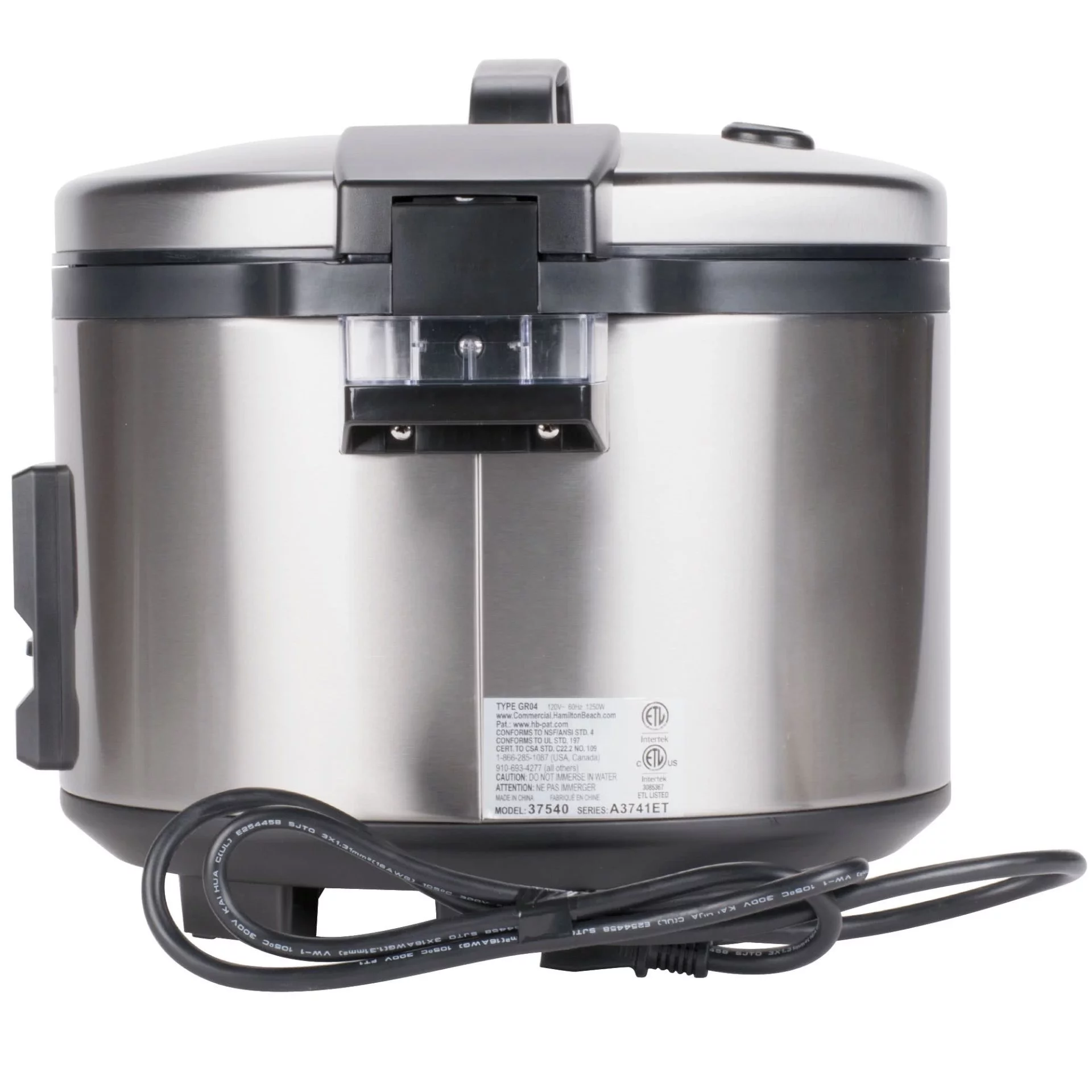 Proctor Silex Commercial 37540 Rice Cooker/Warmer, 40 Cups Cooked Rice, Non-Stick Pot, Hinged Lid, Stainless Steel Housing