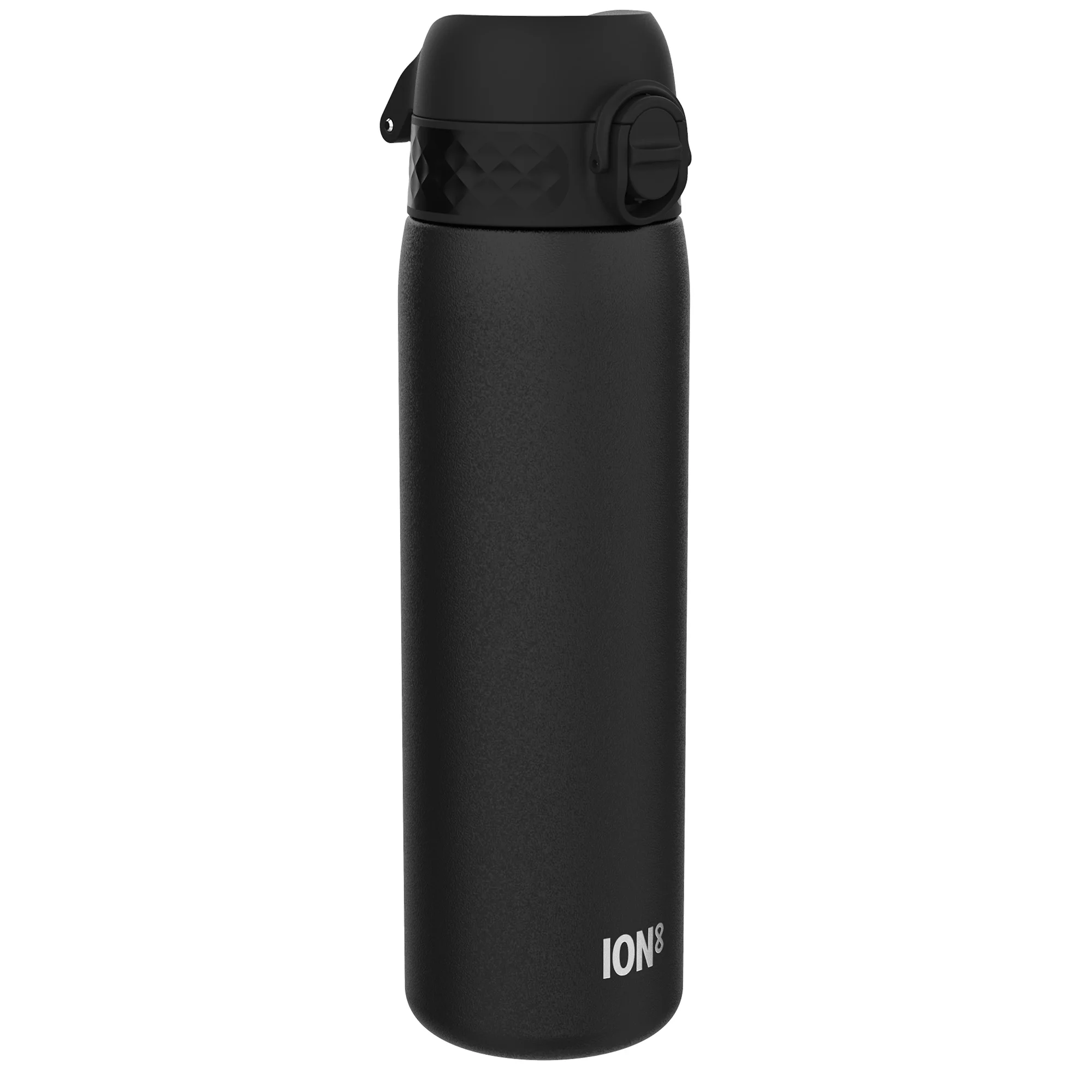 ION8 Leak Proof Flip-Top Stainless Steel Slim Water Bottle, Dishwasher-Safe, Black, 600ml (20oz)
