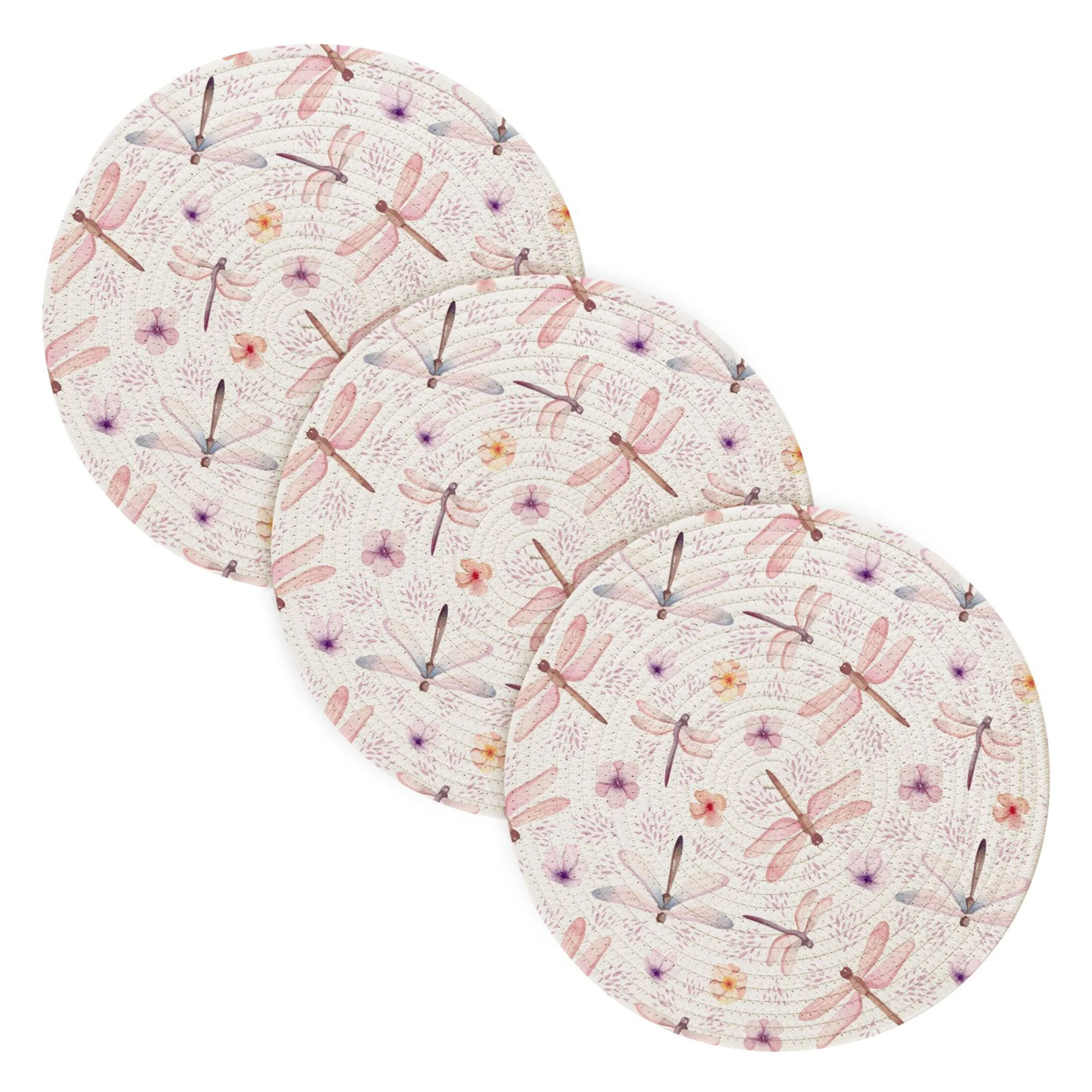 Pink Dragonflies 3 PCs Pot Holders Trivets Kitchen 15
