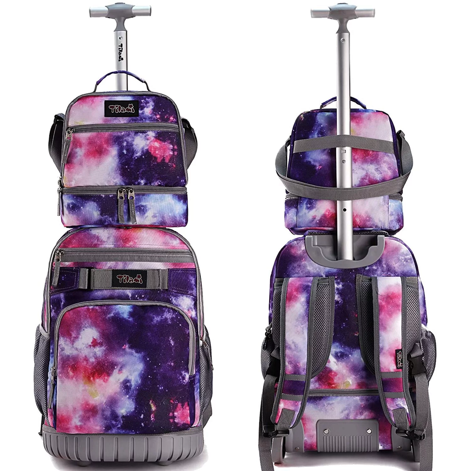 Tilami Rolling Backpack 19 inch with Lunch Bag Wheeled Laptop Backpack