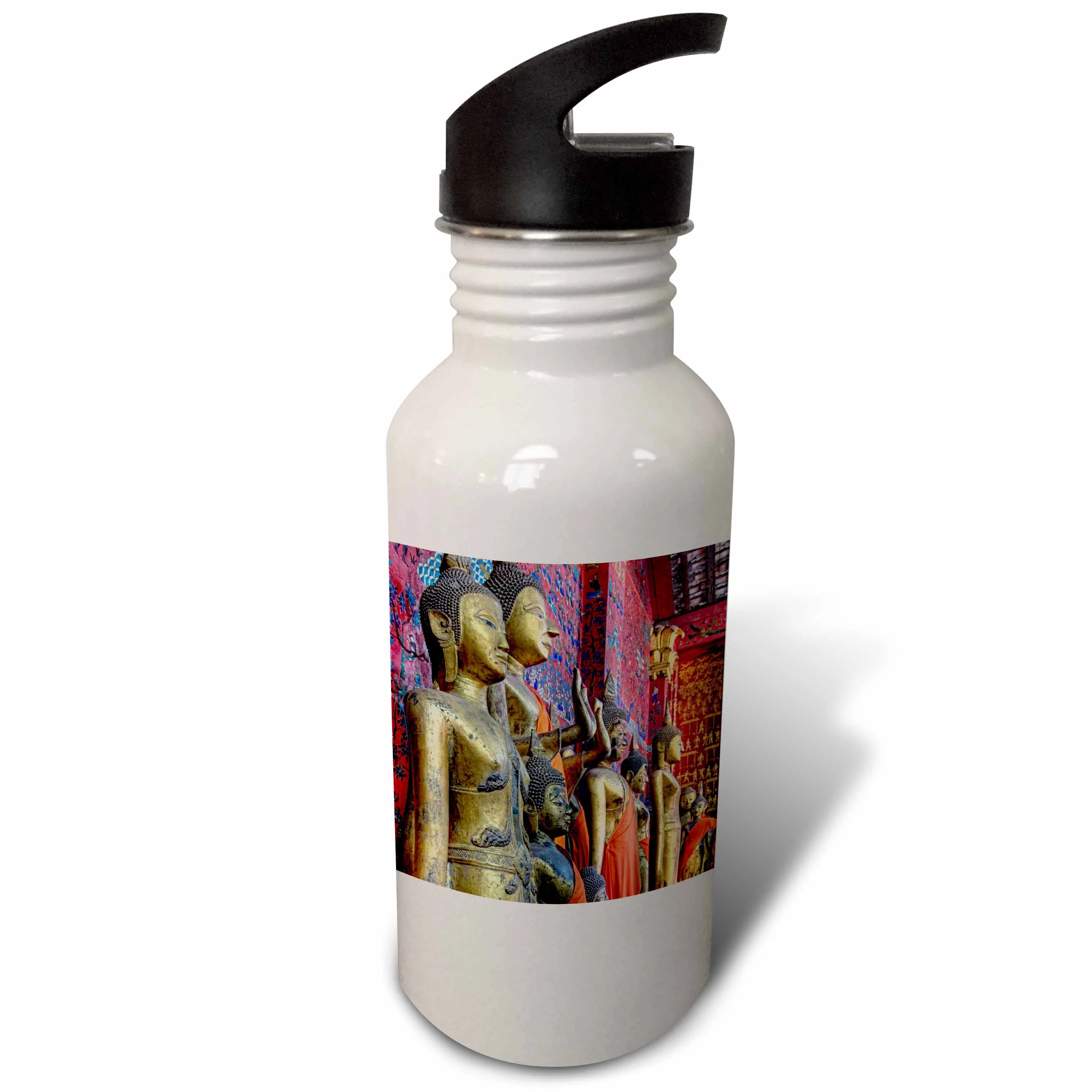 Laos, Luang Prabang. Statues of Buddha inside Buddhist temple. 21 oz Sports Water Bottle wb-188353-1