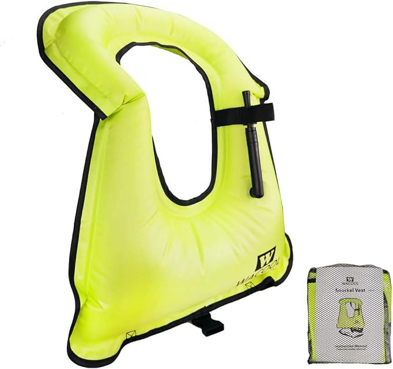 WACOOL Inflatable Snorkel Diving Swimming Scuba Vest Jacket for Adult Youth Kids (Adult, Neon Green)